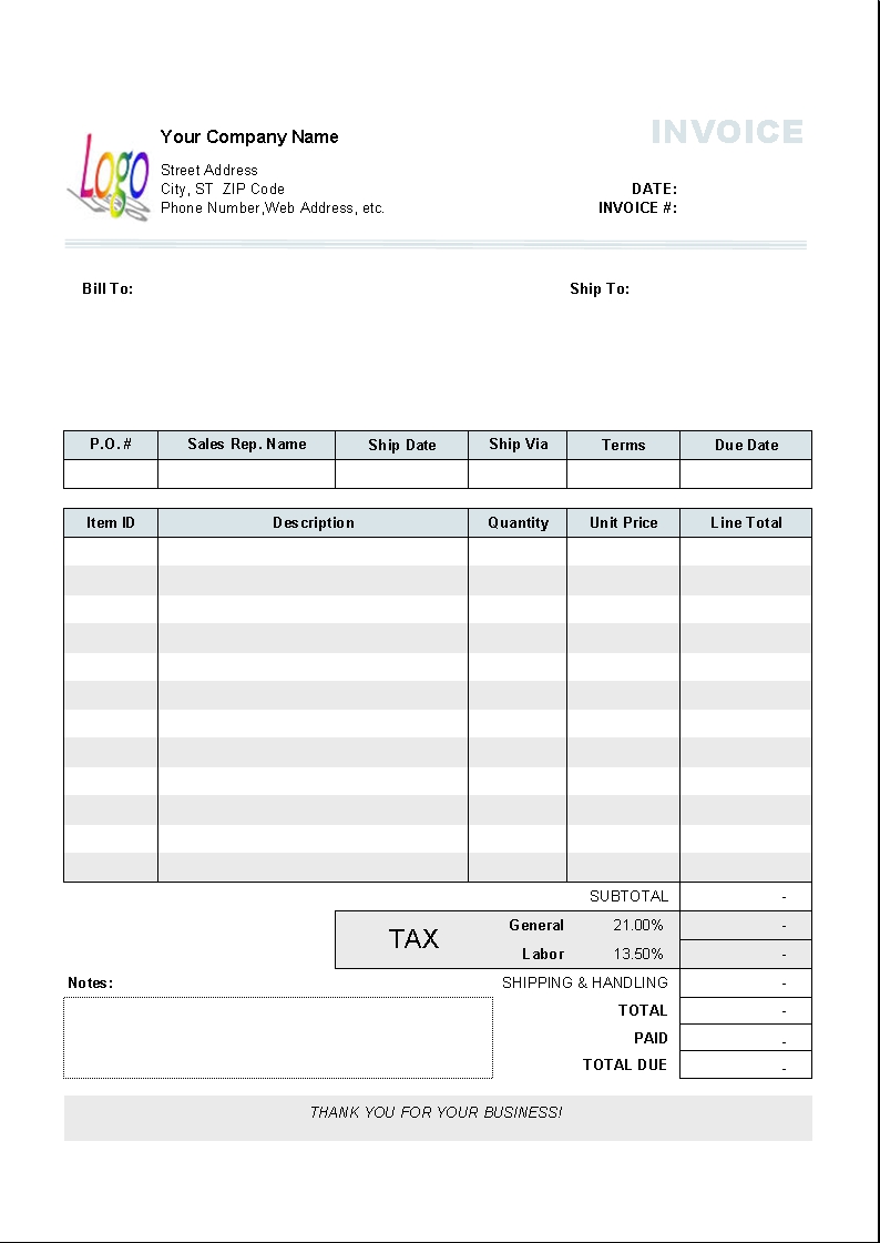 Invoice Template Singapore