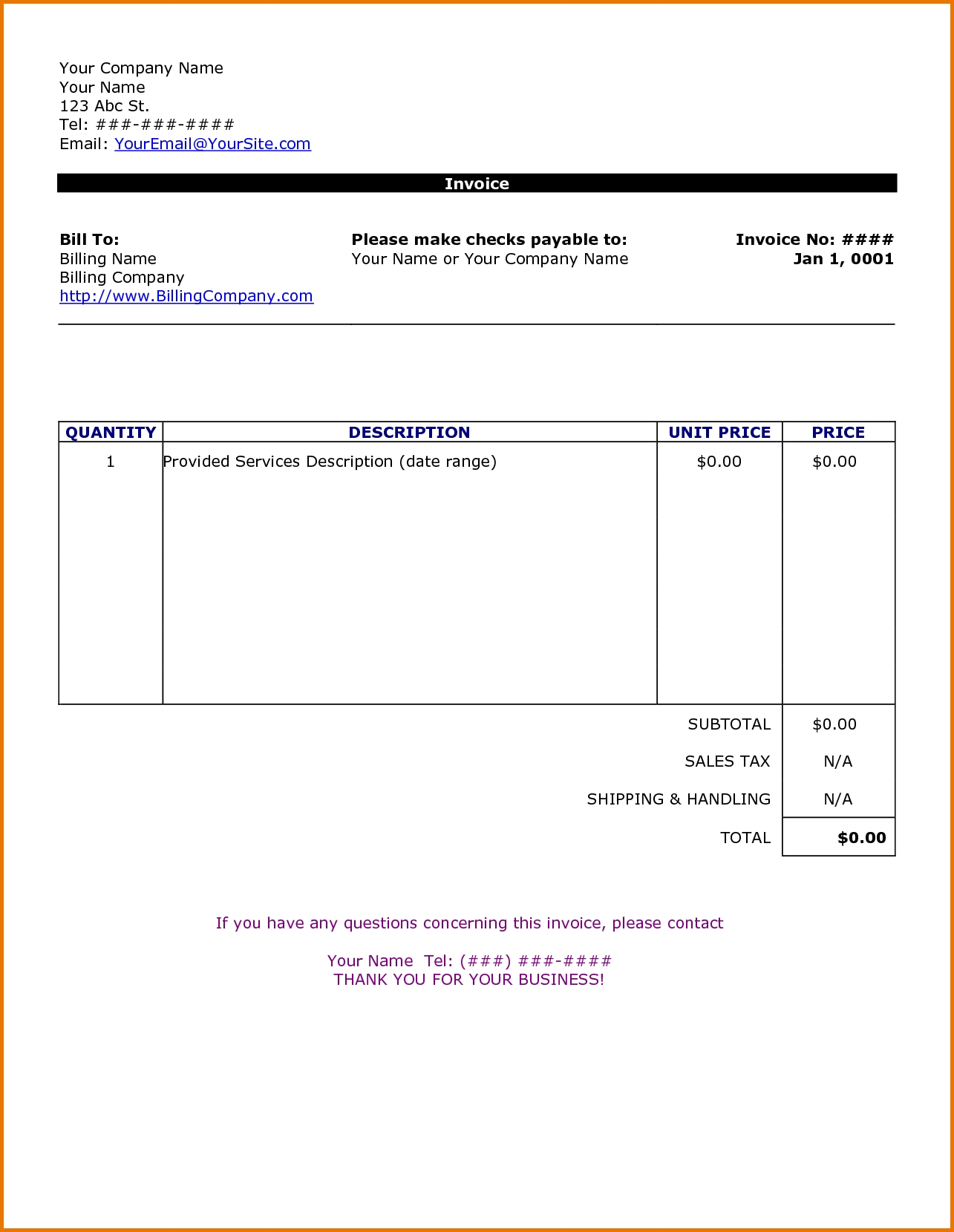 7 simple invoice template proposaltemplates simple invoice template free