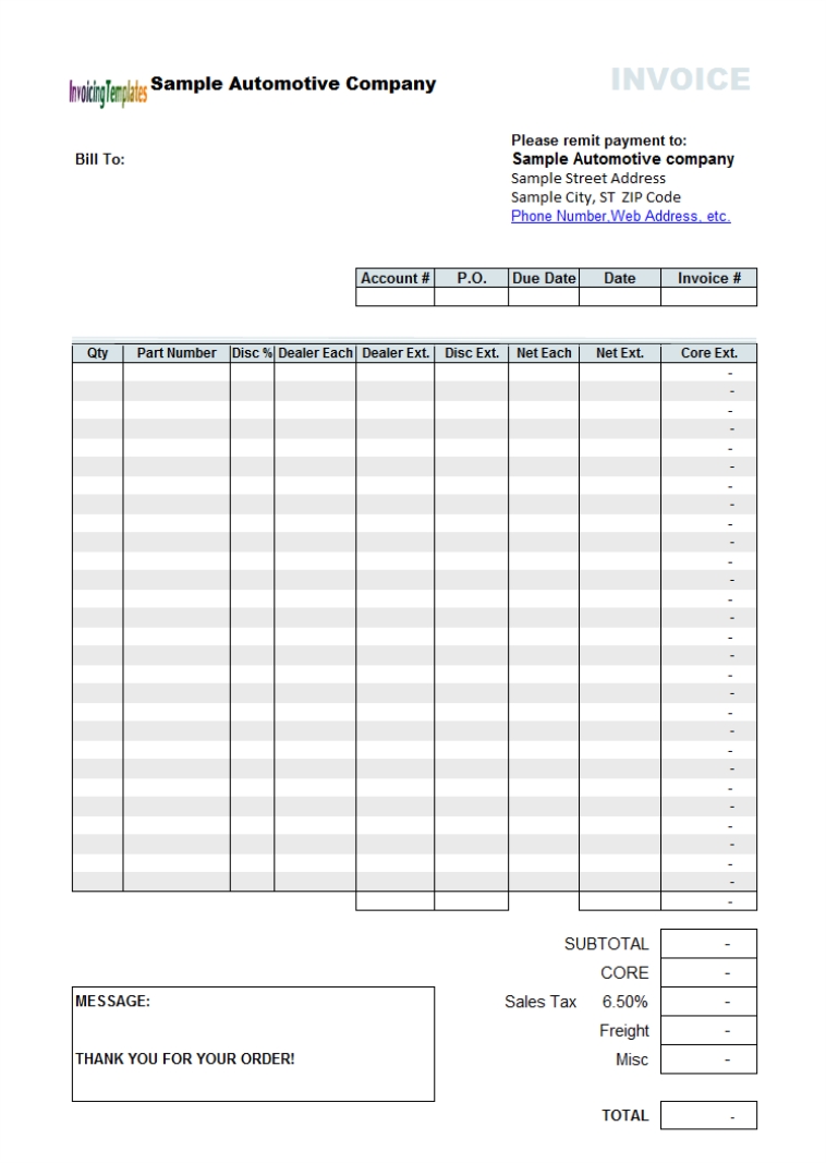 sales order and commercial invoice quickbooks template