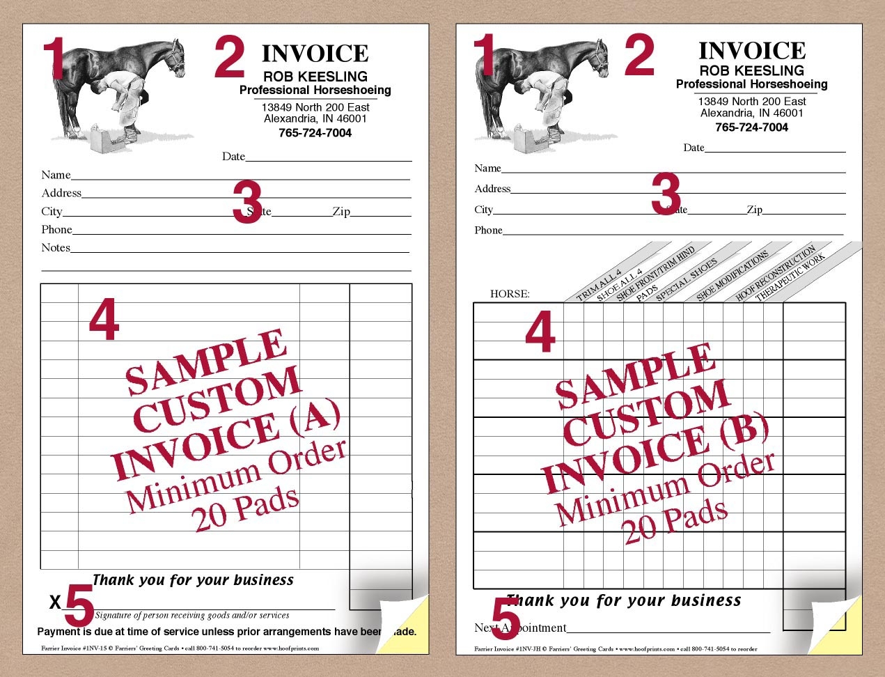 custom invoice pads modern farrier design wwwhoofprints custom invoice pads