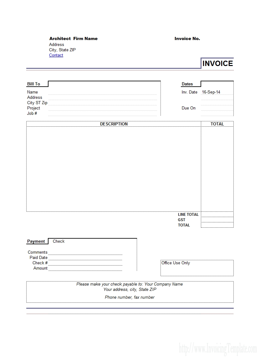 free architect invoicing sample official invoice template