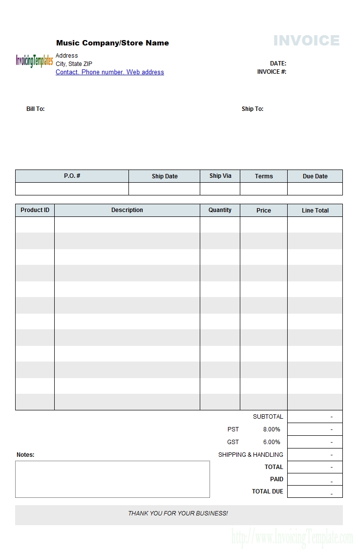 free music store invoice template retail free online invoice template