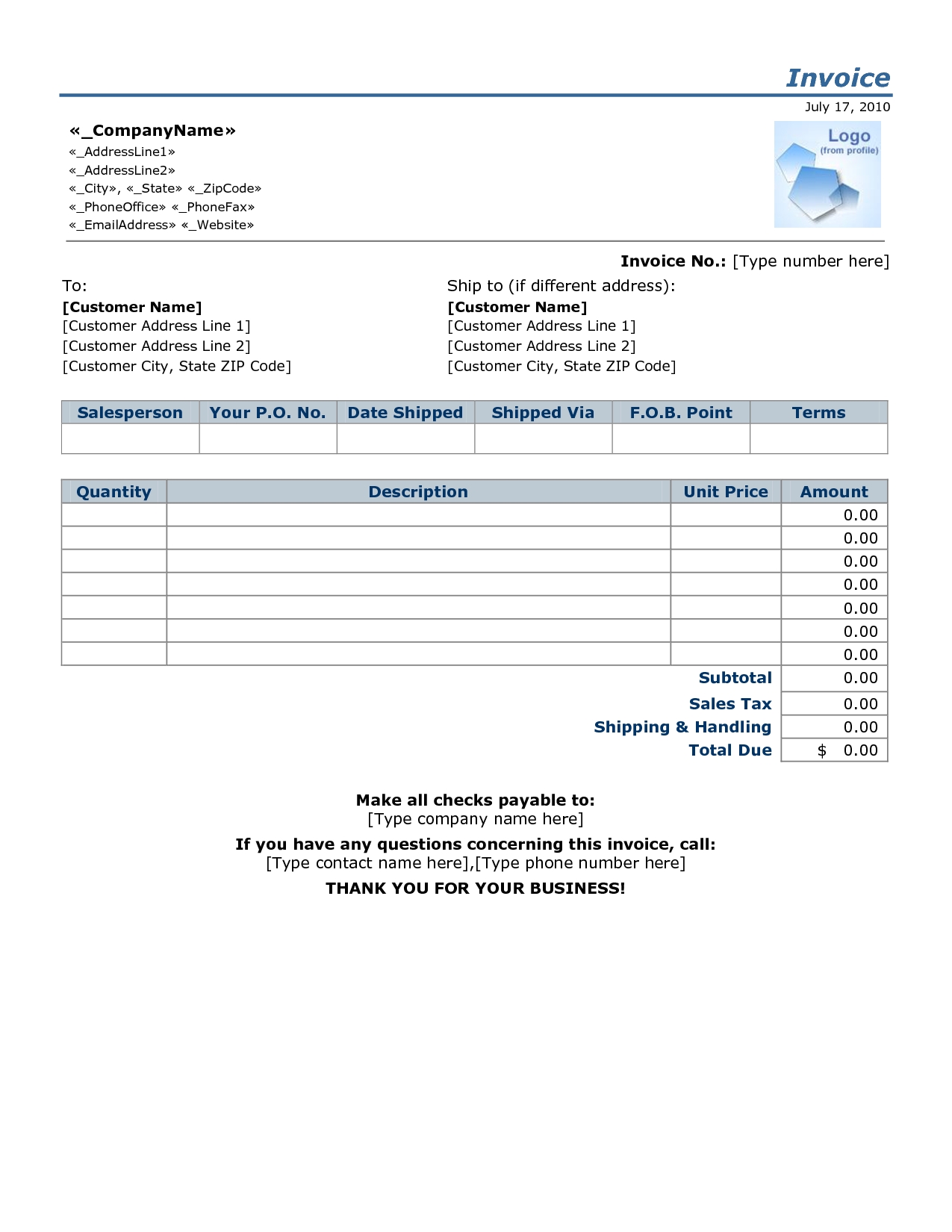 Invoice For Small Business * Invoice Template Ideas