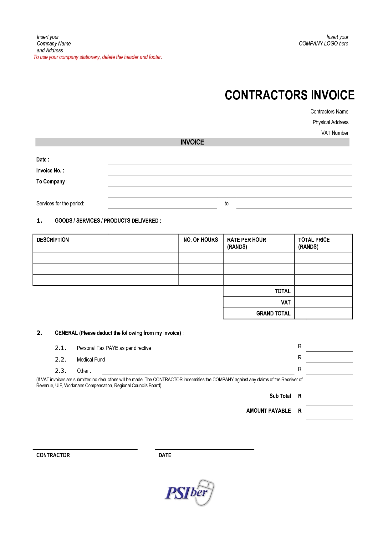 invoice sample microsoft word construction invoice template general contractor invoice template