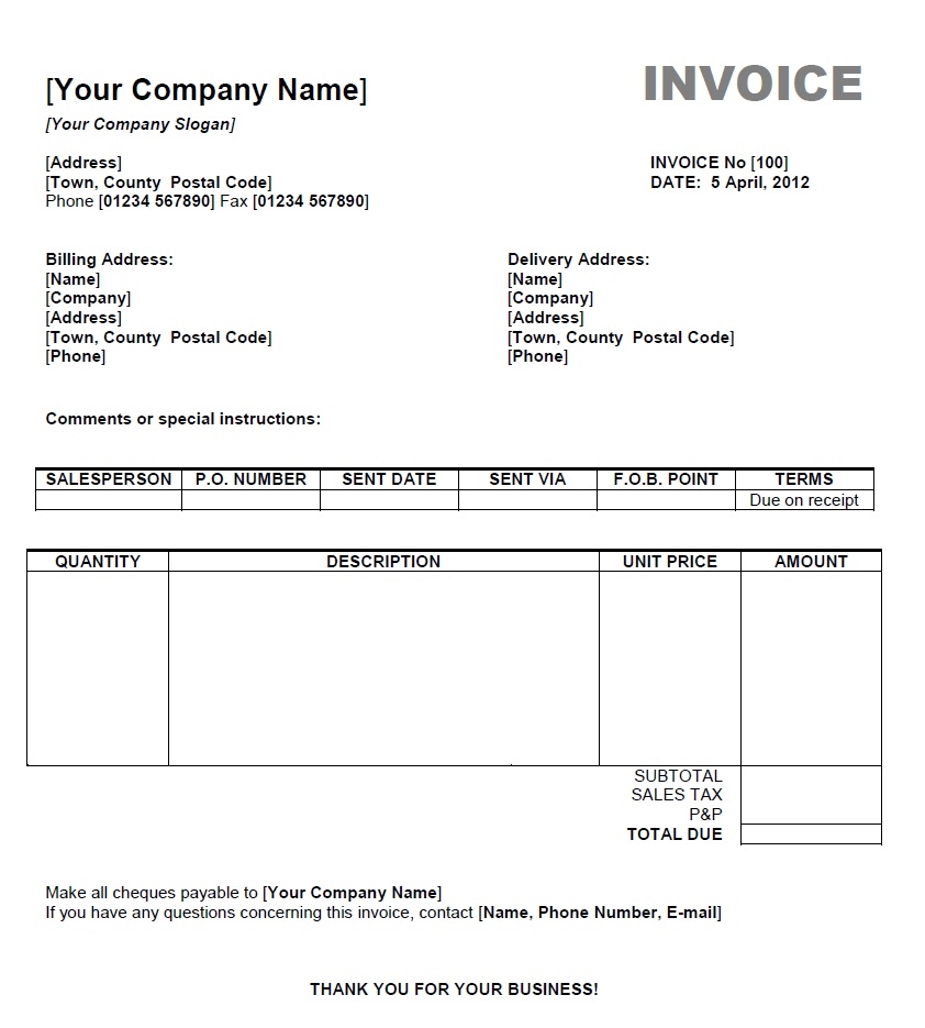 word 2003 invoice template