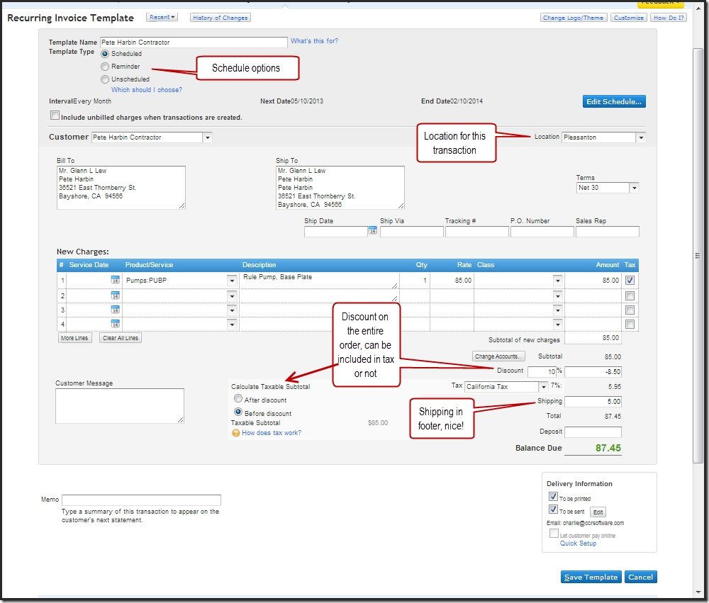 quick invoice templates