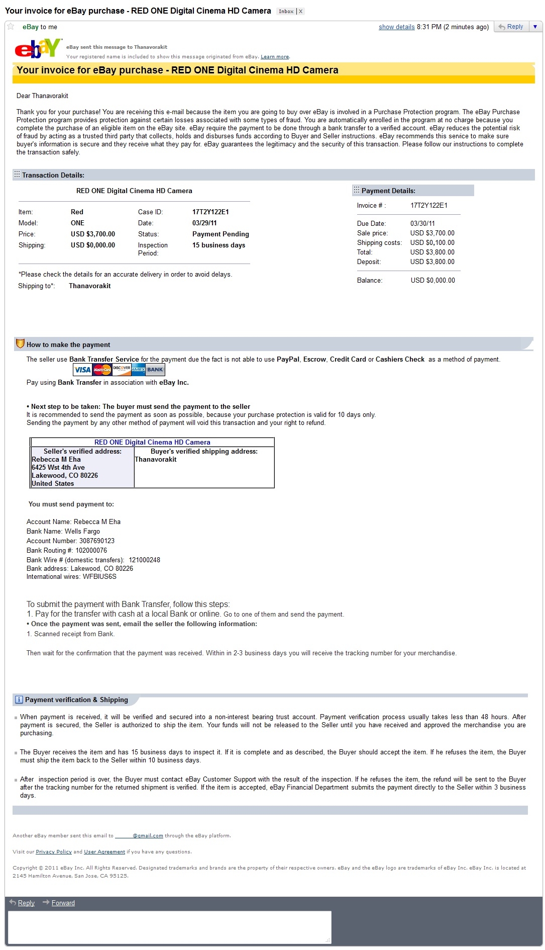 pay ebay invoice alert stolen redone camera under 4000 1085 X 1889