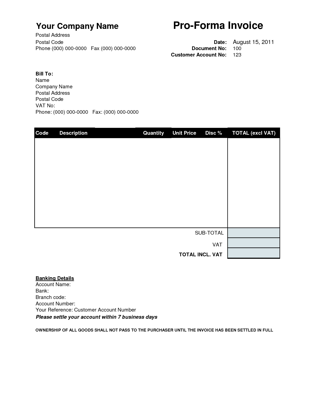 proforma invoice sample pro forma invoice free business template 1275 X 1650