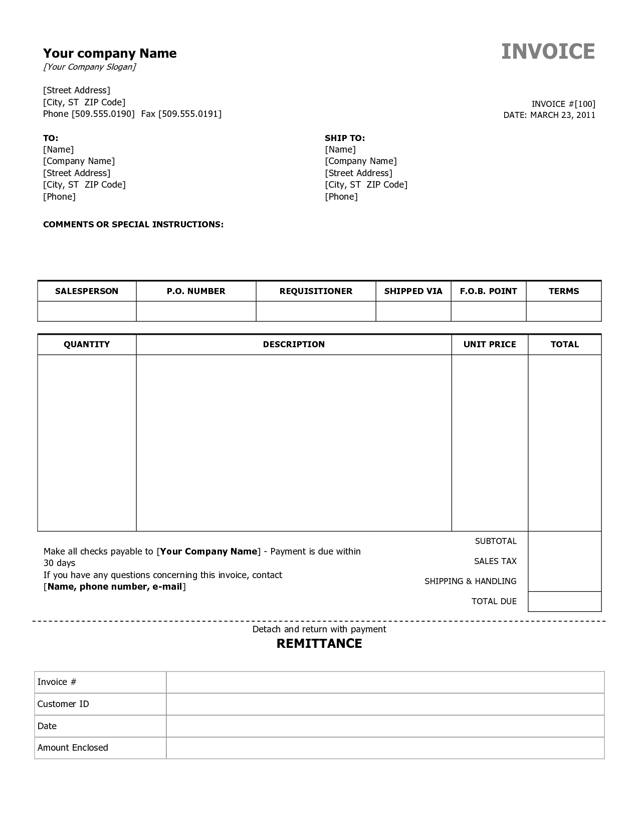 sample invoice template simple invoice templates printable free simple invoice example