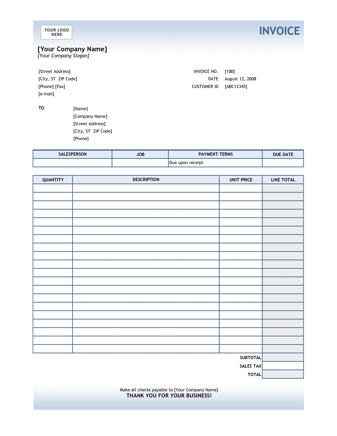 How To Create An Invoice In Word Document Occupyver