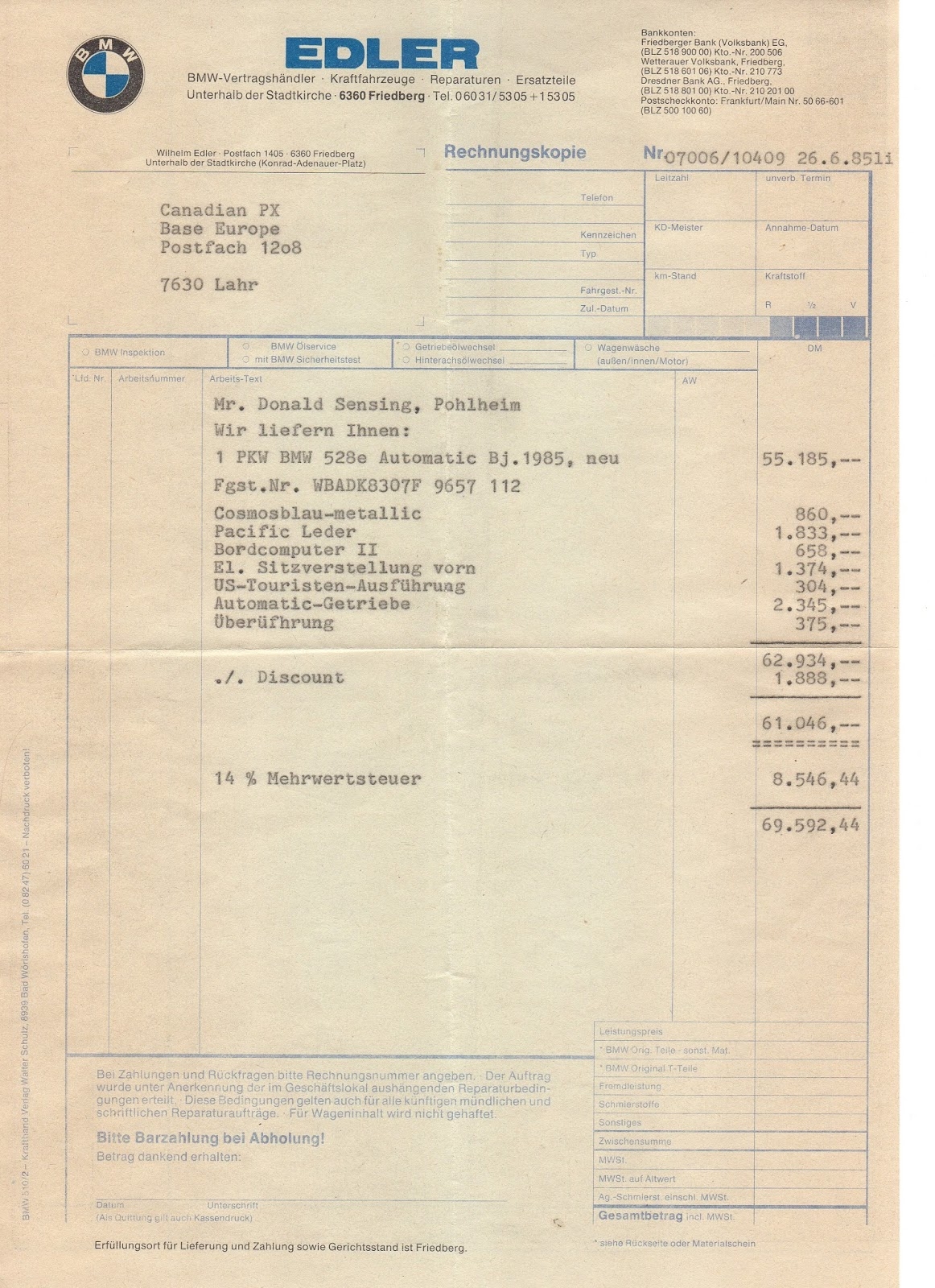 sense of events ultimate driving 1985 bmw invoice price