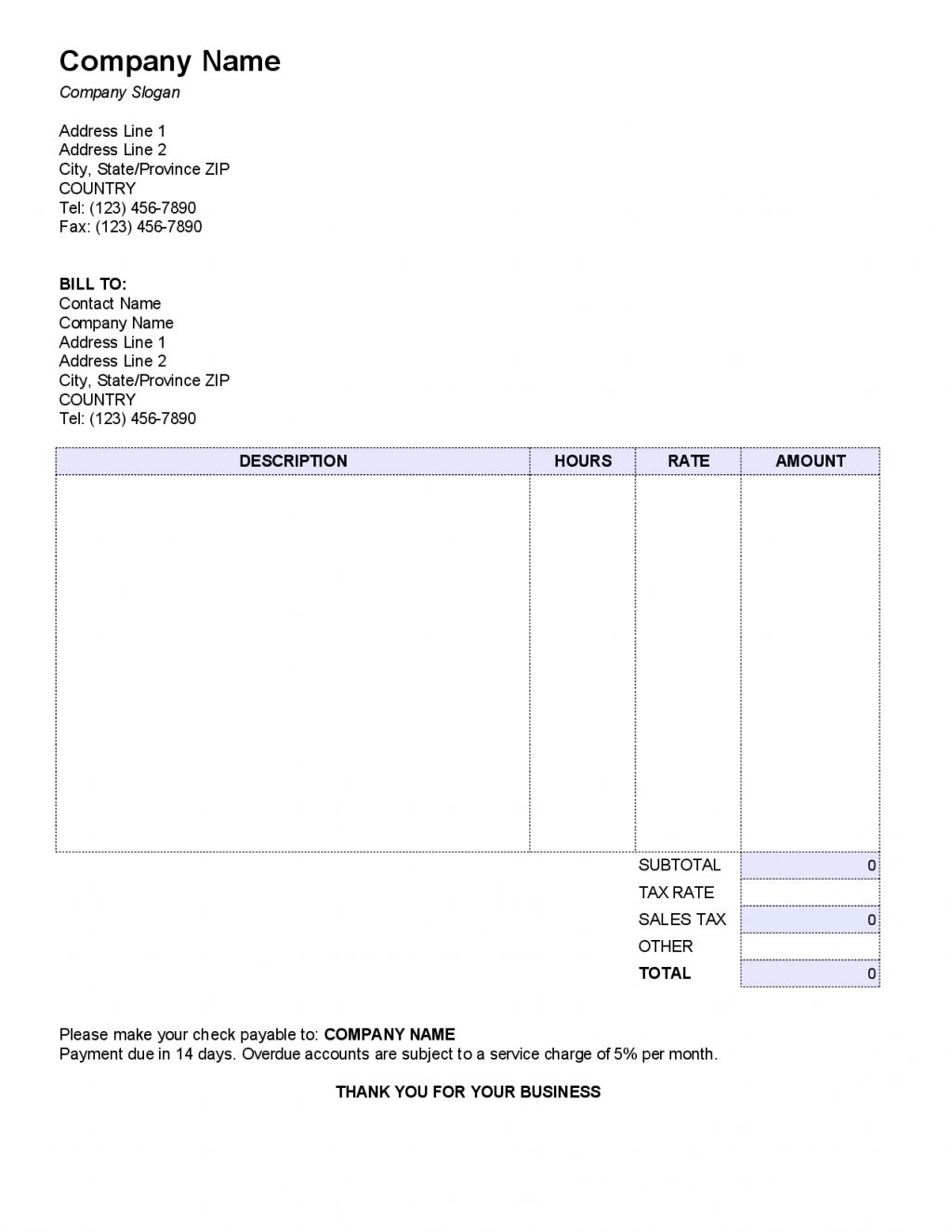 small business invoice small business invoice template sample business printable 1024 X 1325