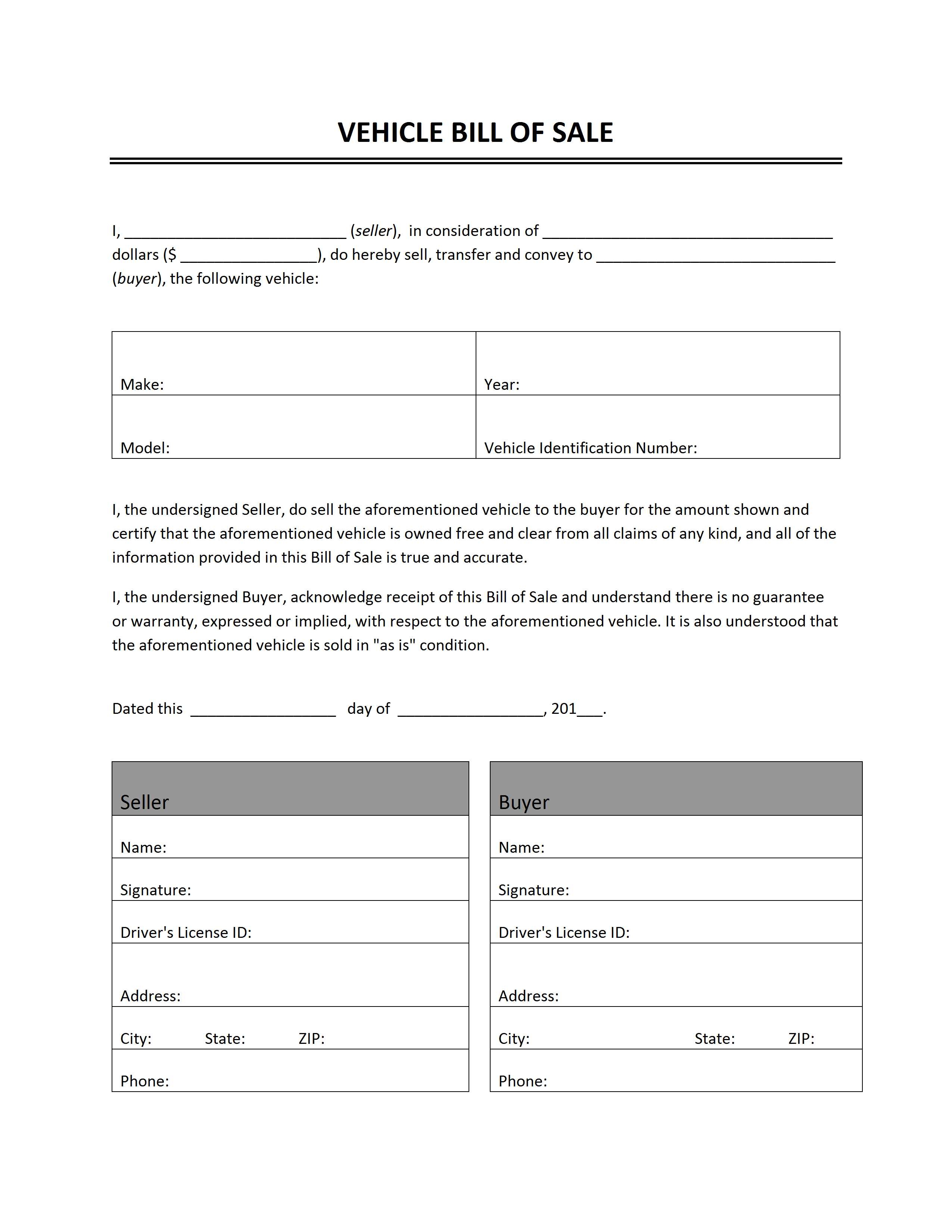 vehicle bill of sale freewordtemplates bill of sale invoice
