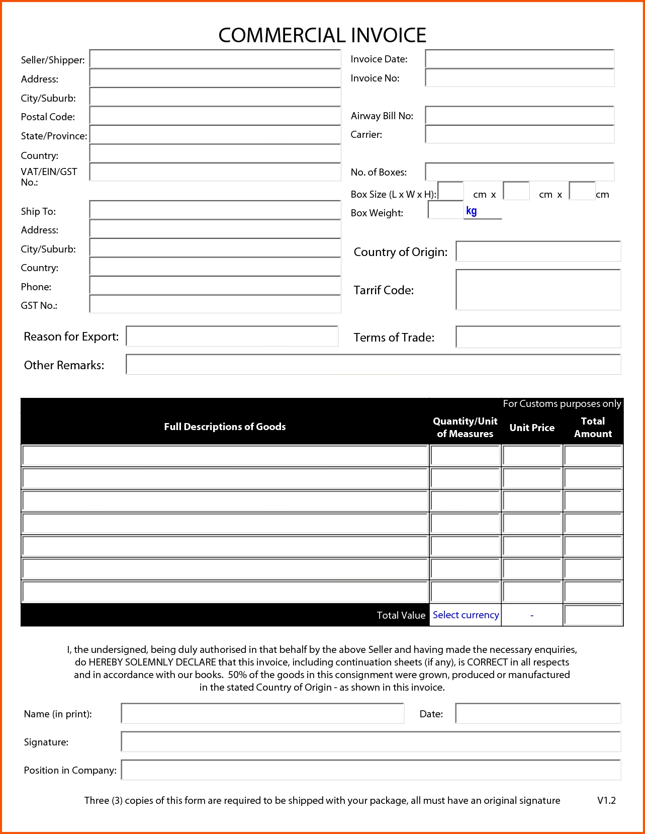 commercial invoice pdf fillable invoice template ideas