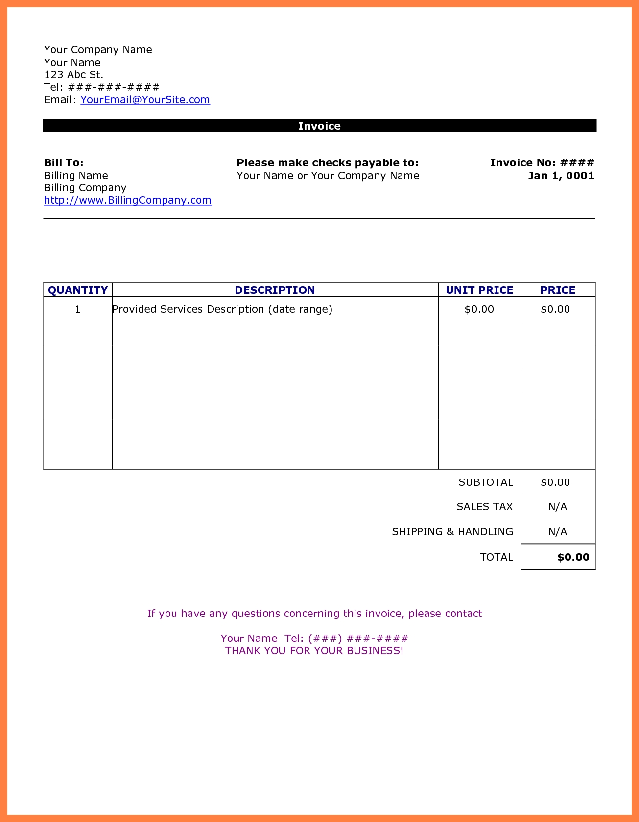 7 simple bill format appointmentletters simple invoice format