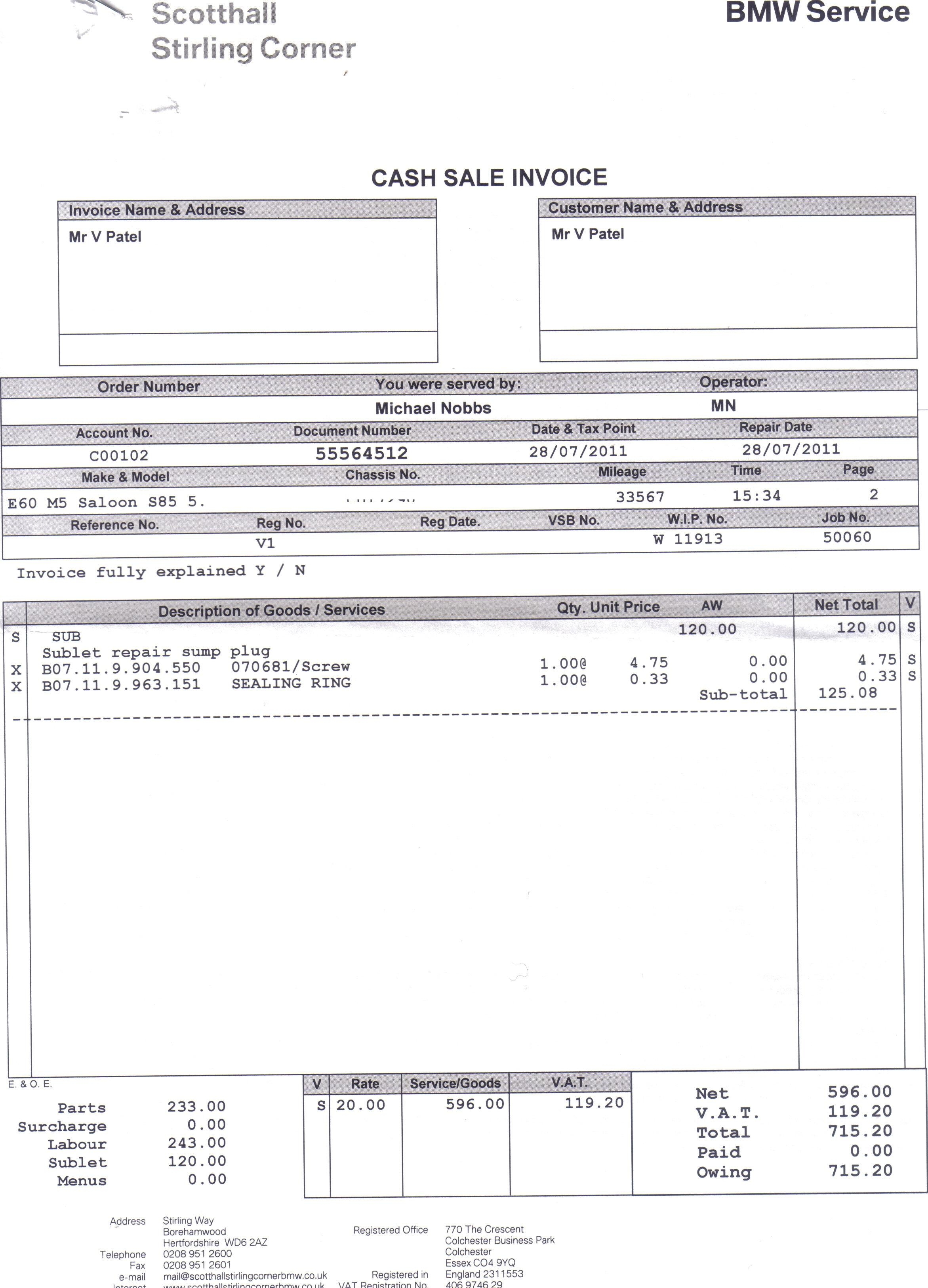 Bmw Dealer Invoice * Invoice Template Ideas