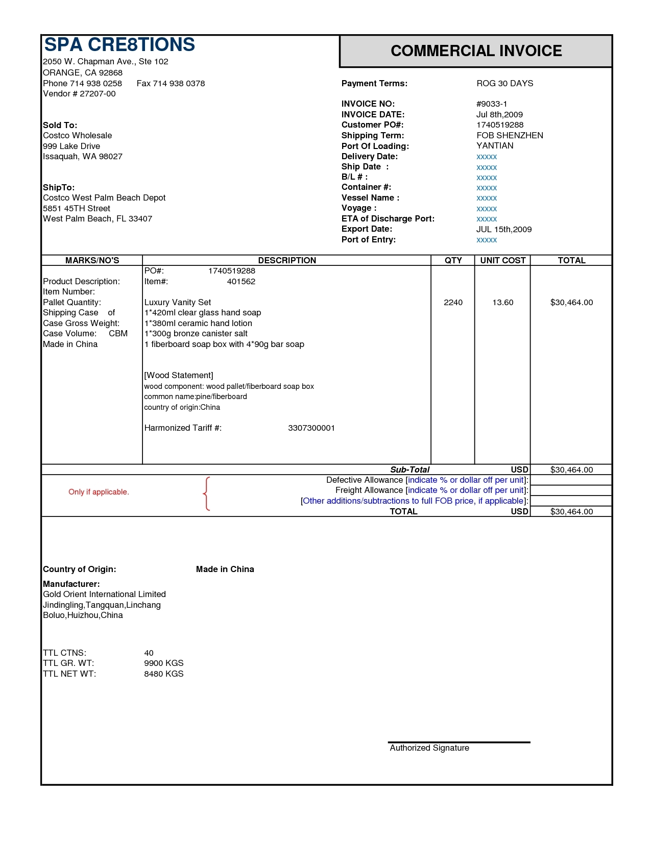 commercial invoice for international shipping invoice template international commercial invoice template
