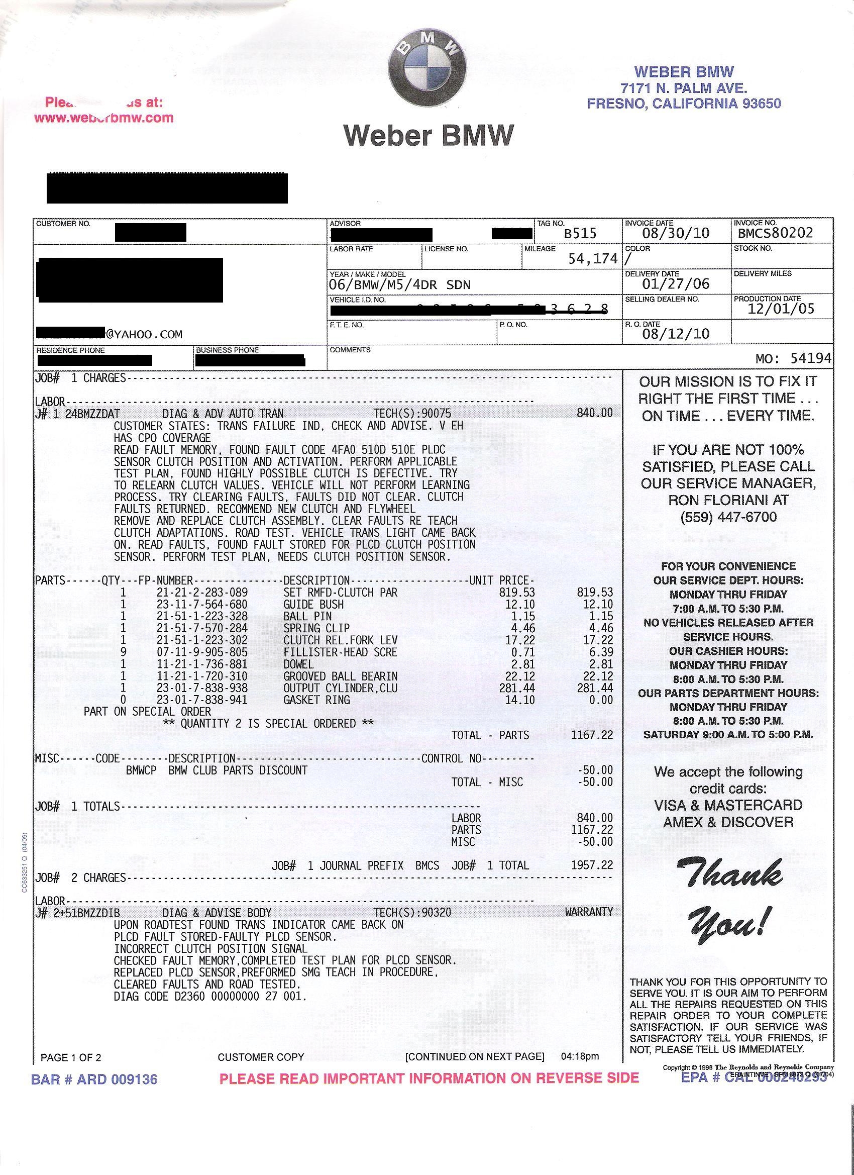 e60 smg clutch issues page 22 bmw m5 forum and m6 forums bmw dealer invoice