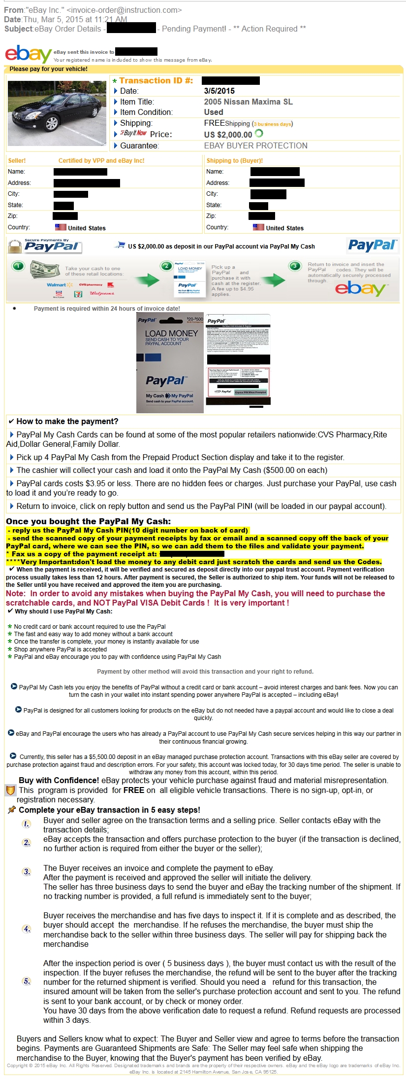 ebay motors security center paypal invoice buyer protection