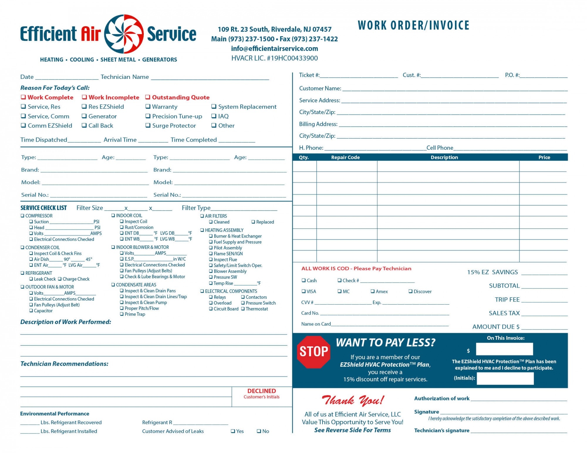 hvac invoice forms invoice template ideas