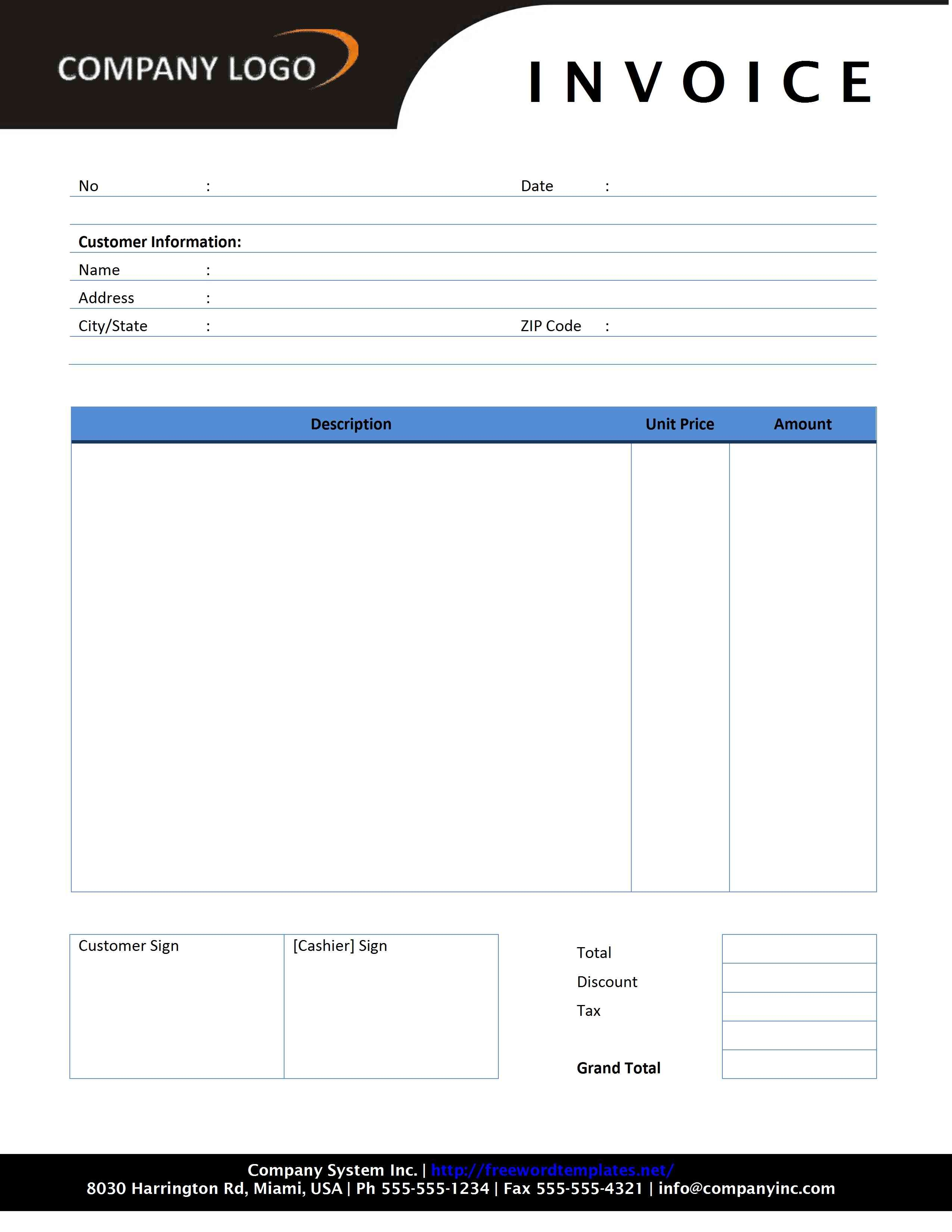 Free download invoice template microsoft word