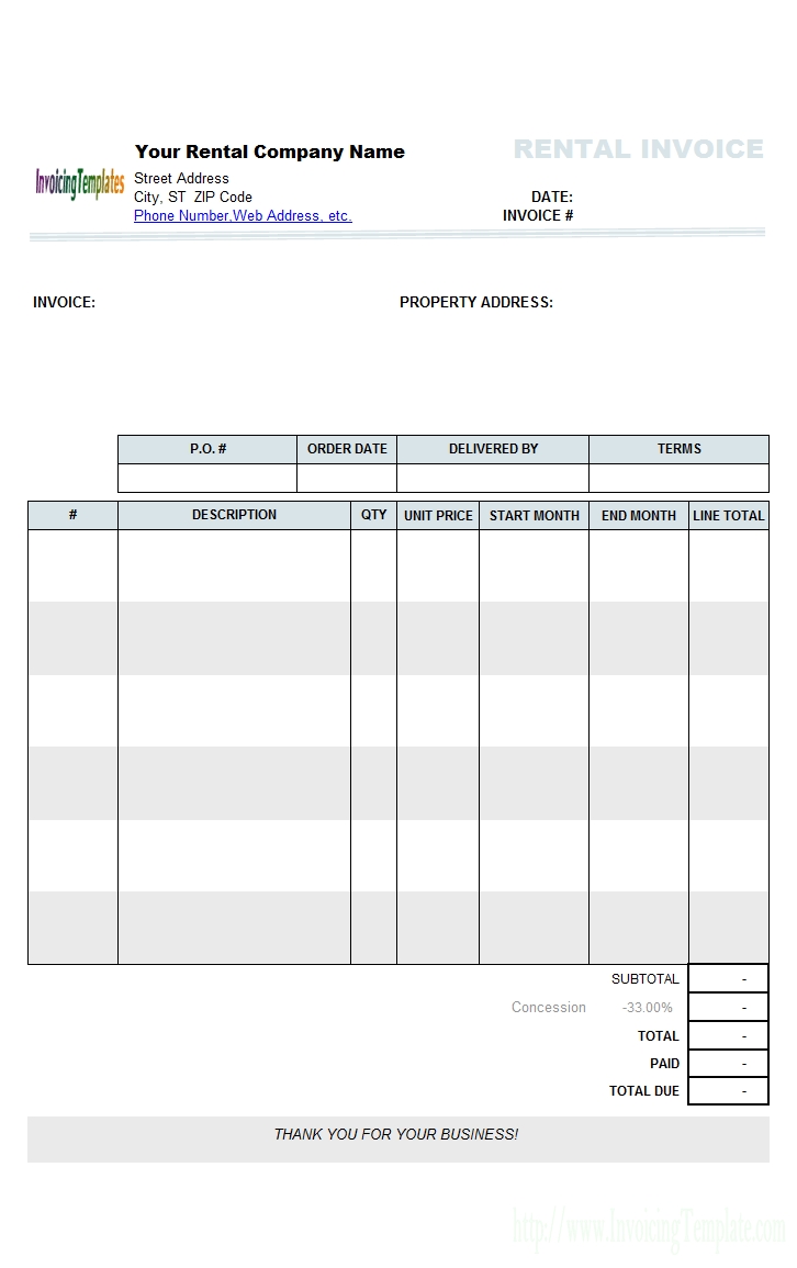 rental invoice sample free rental invoicing template 726 X 1155