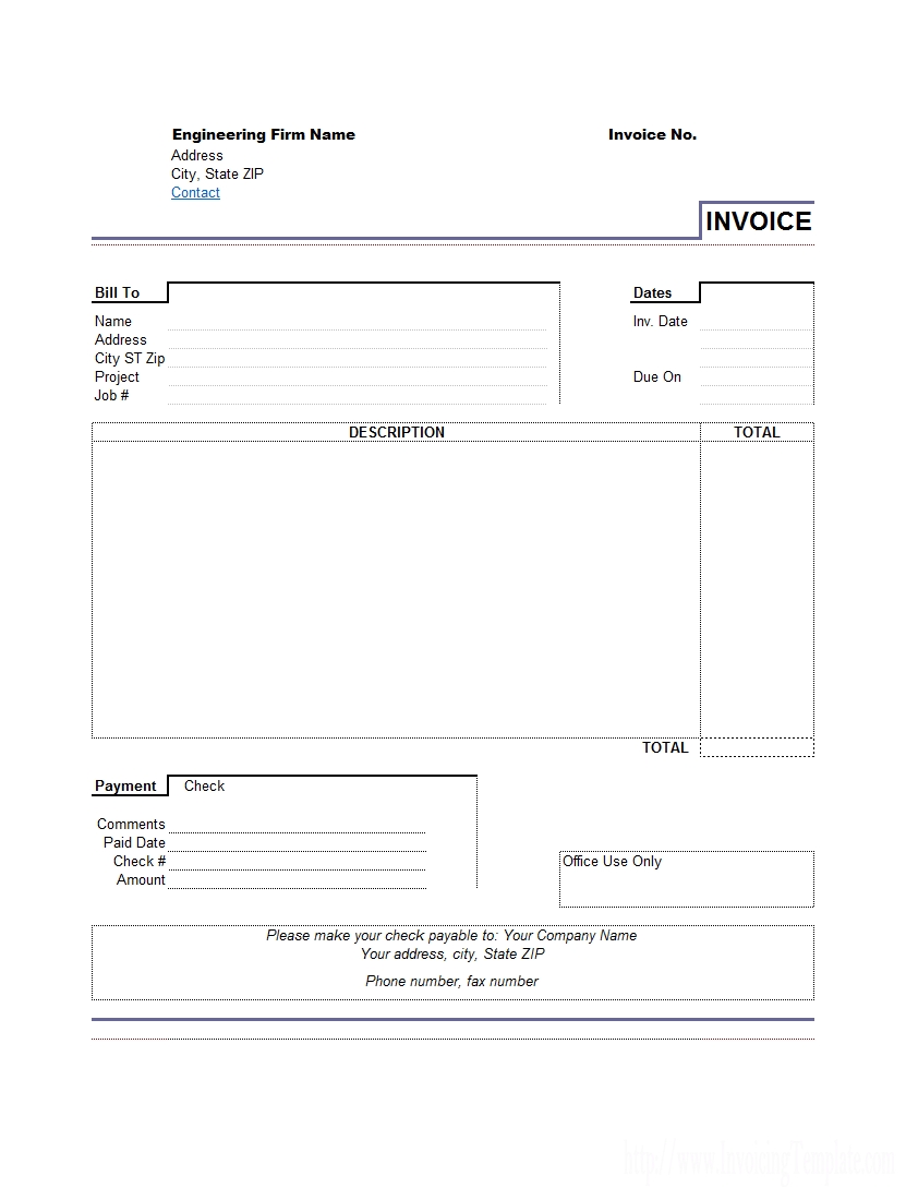 quick invoice templete