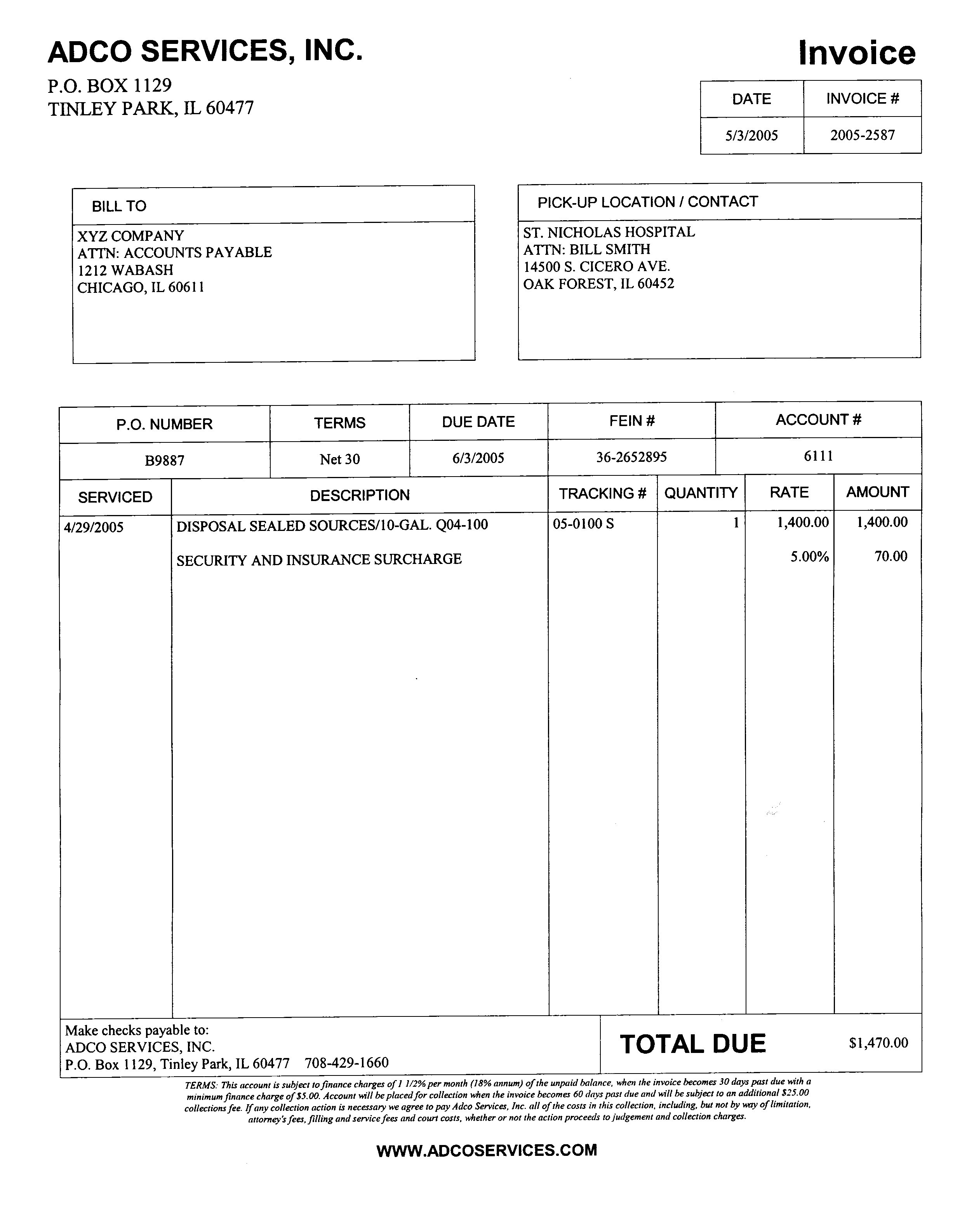 Bill To Invoice