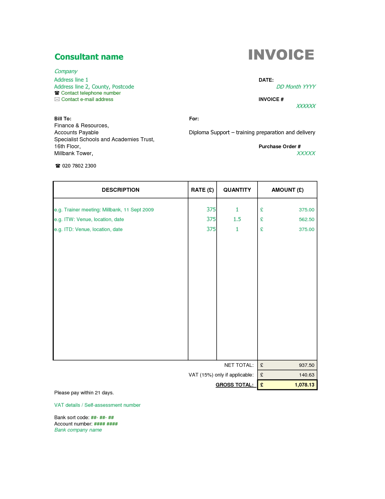 Consultant Invoice Format * Invoice Template Ideas