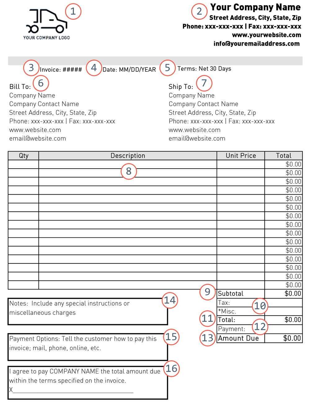 shipping invoice template download tci business capital trucking invoice template free