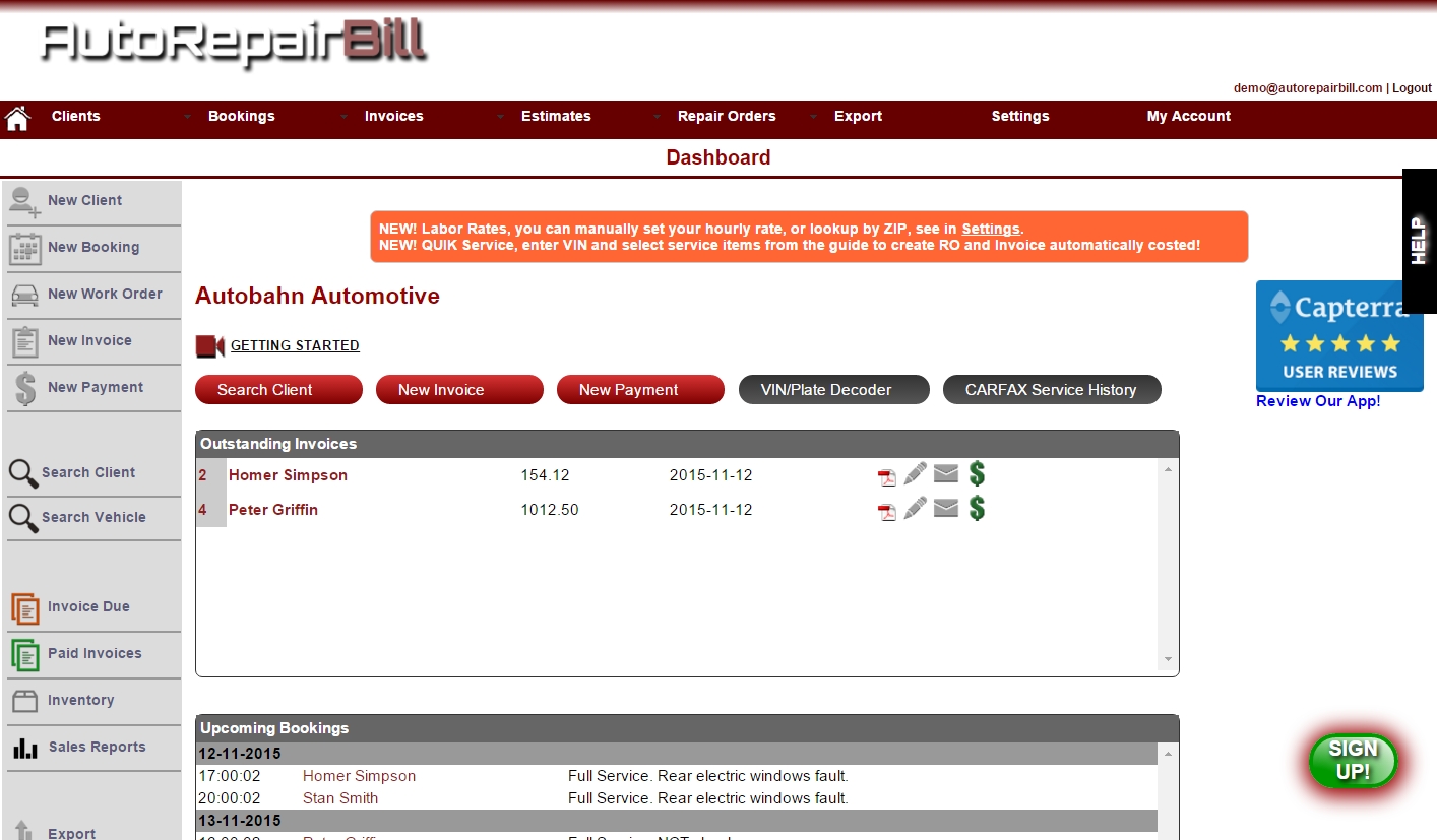 auto repair shop invoice software auto repair software easy use auto repair shop software 1414 X 827