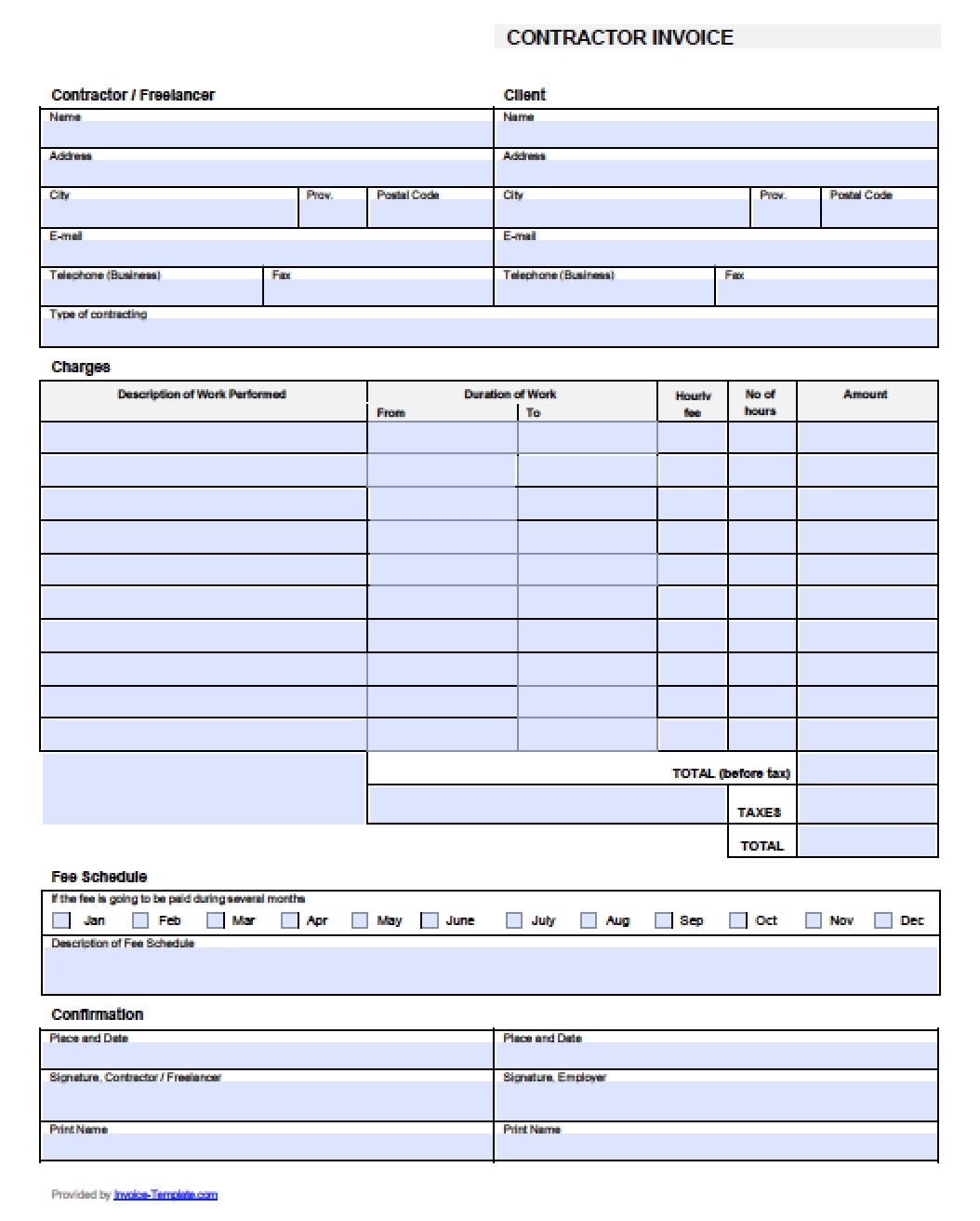 free contractor invoice template excel pdf word doc contractor invoice templates