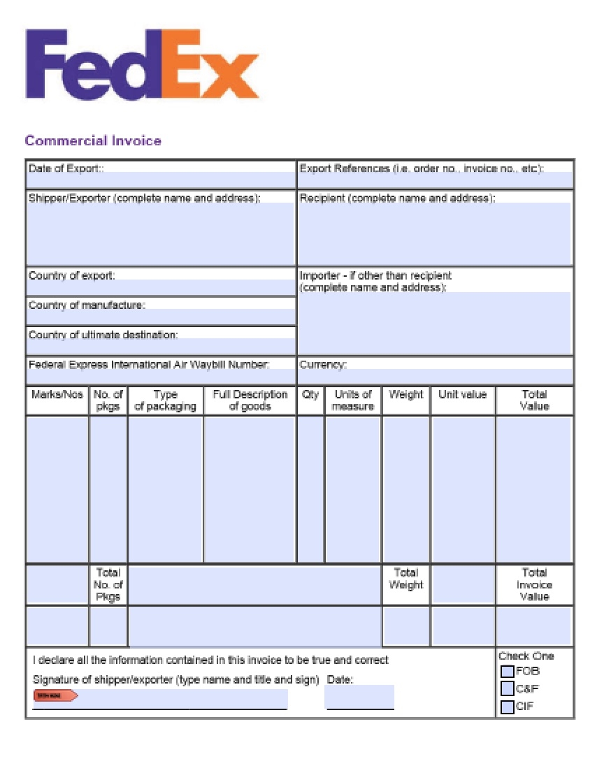 invoice template excel free fedex commercial invoice template commission invoice template