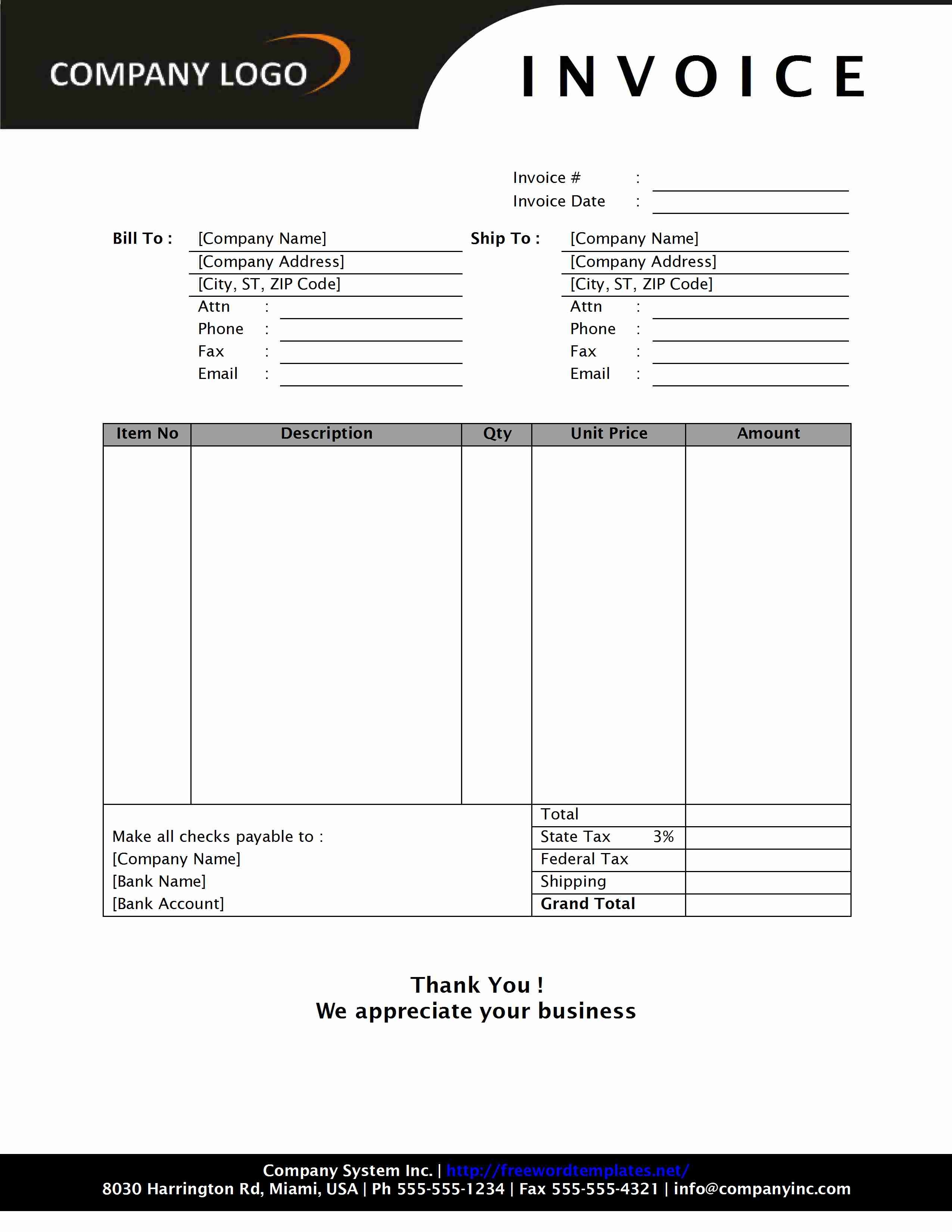 Sales Invoice Format In Word