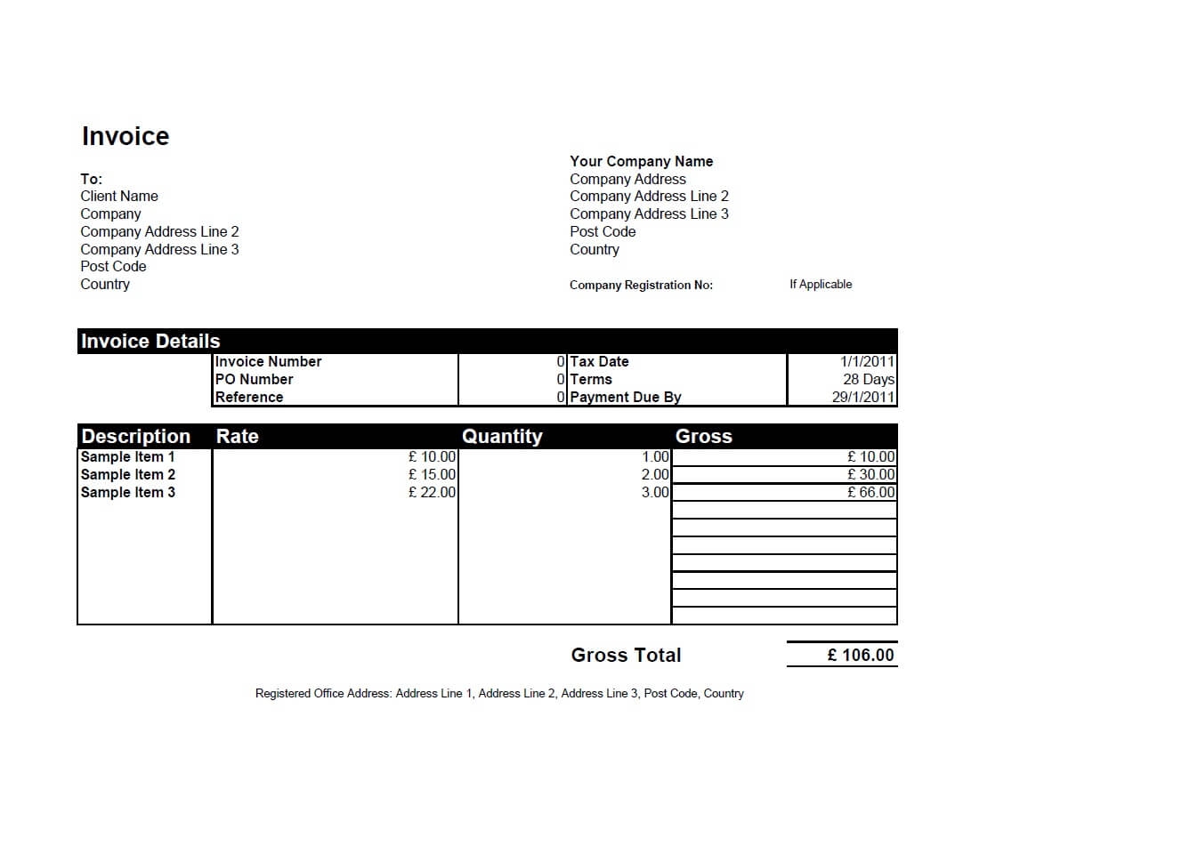 Template For Invoice