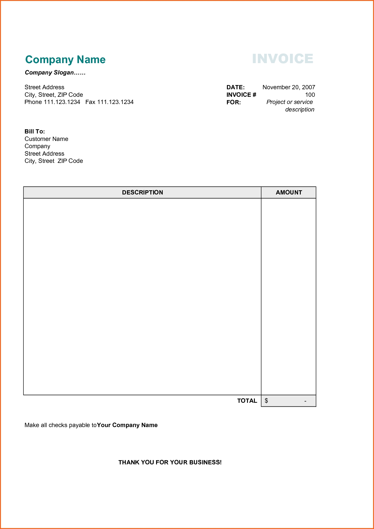 11 business invoice sample contract template business invoice templates free
