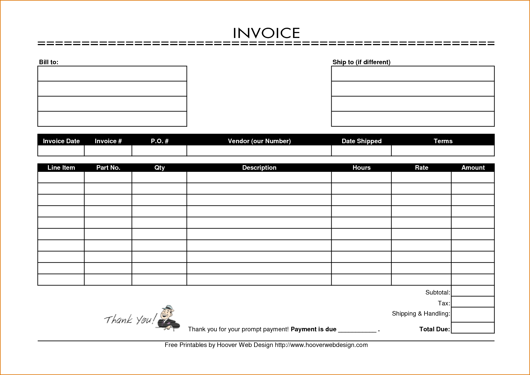 8 free printable blank invoices incident report template free printable blank invoice