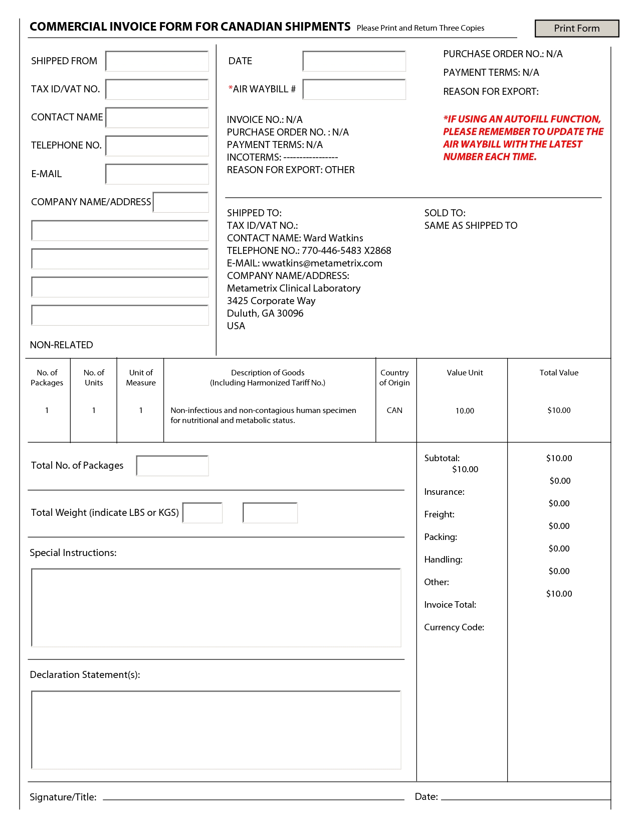 best photos of standard commercial invoice form blank commercial commercial invoice for canada