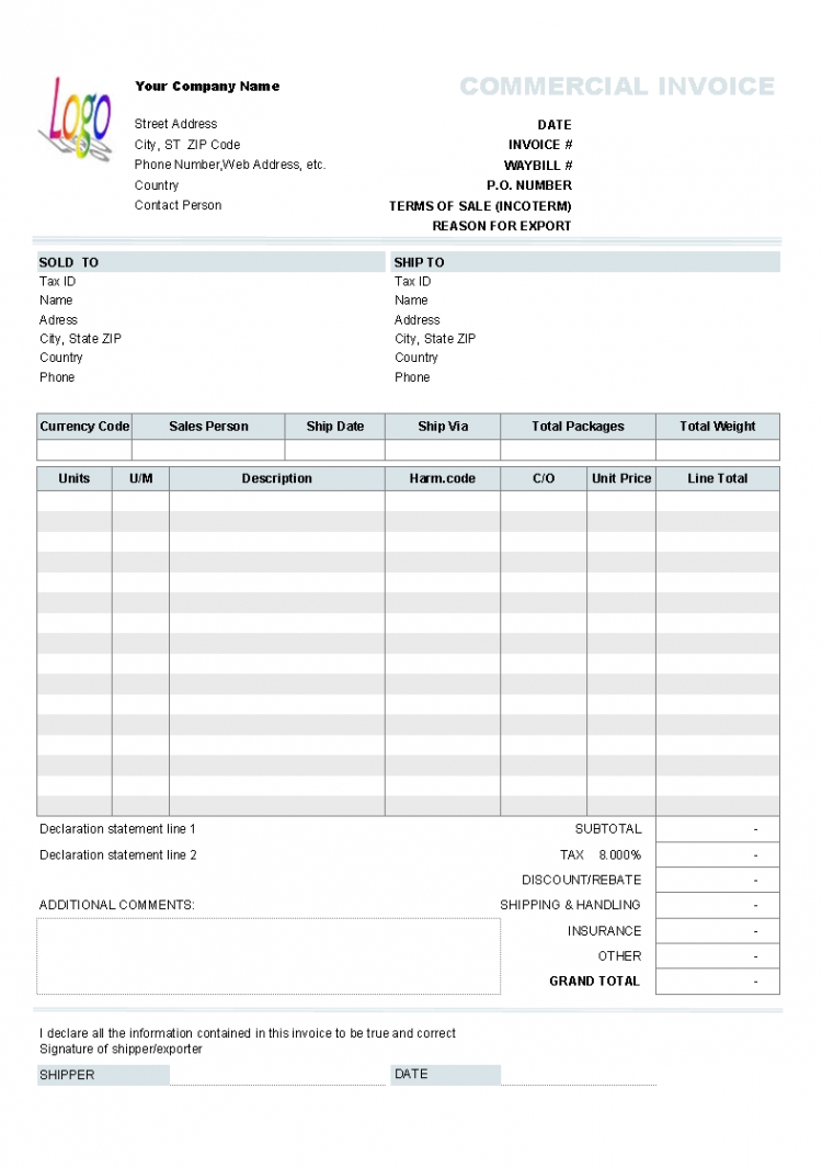 examples of invoice templates commercial invoice example invoic commercial invoice template uk