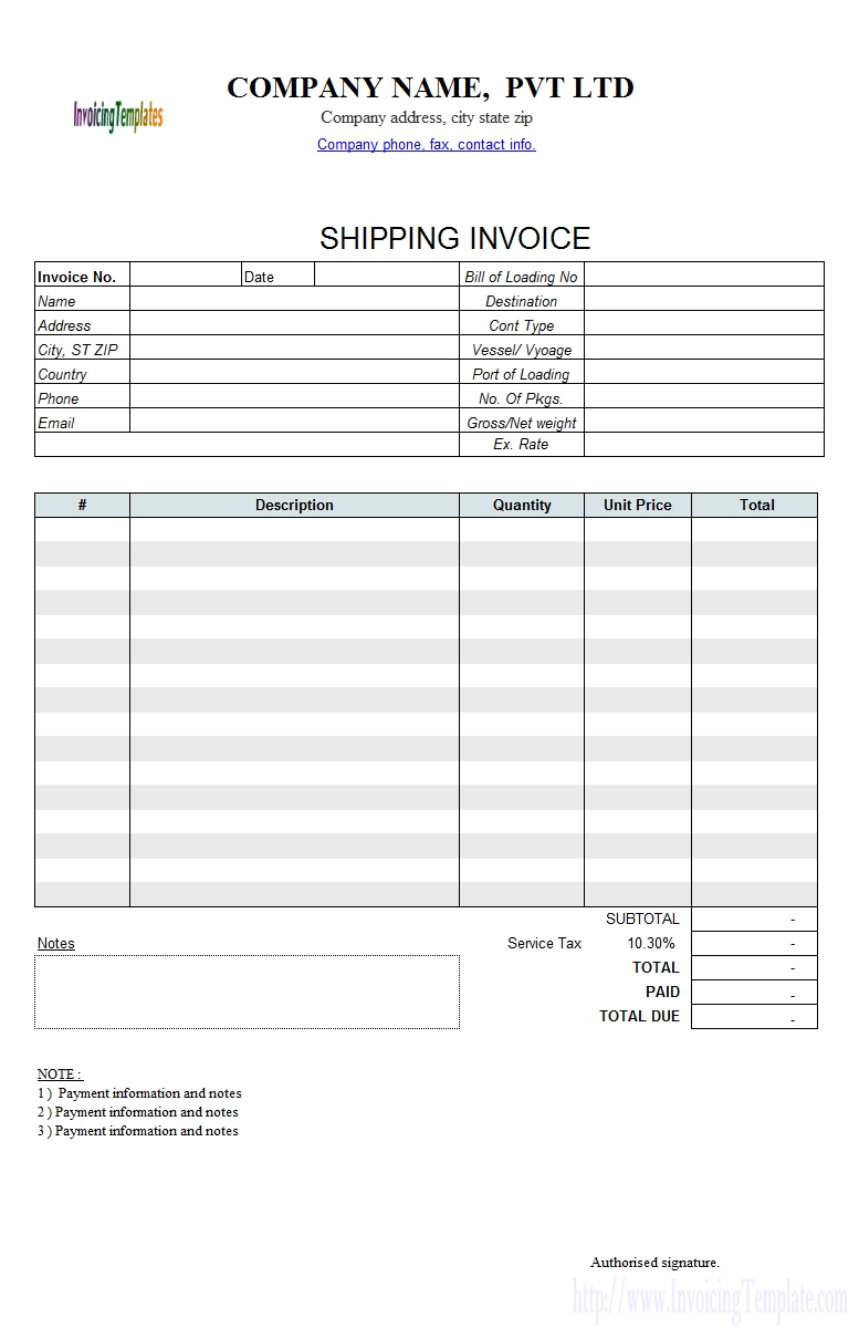 Free Fillable Invoice Template * Invoice Template Ideas