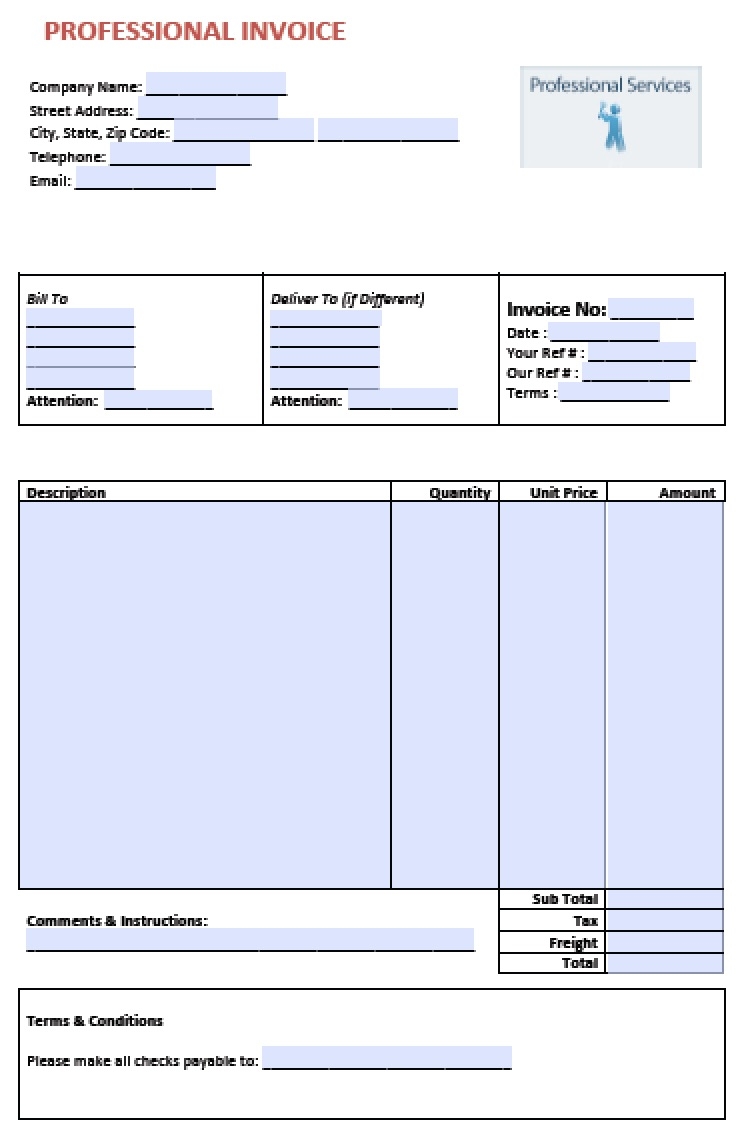 free professional services invoice template excel pdf word professional invoices template