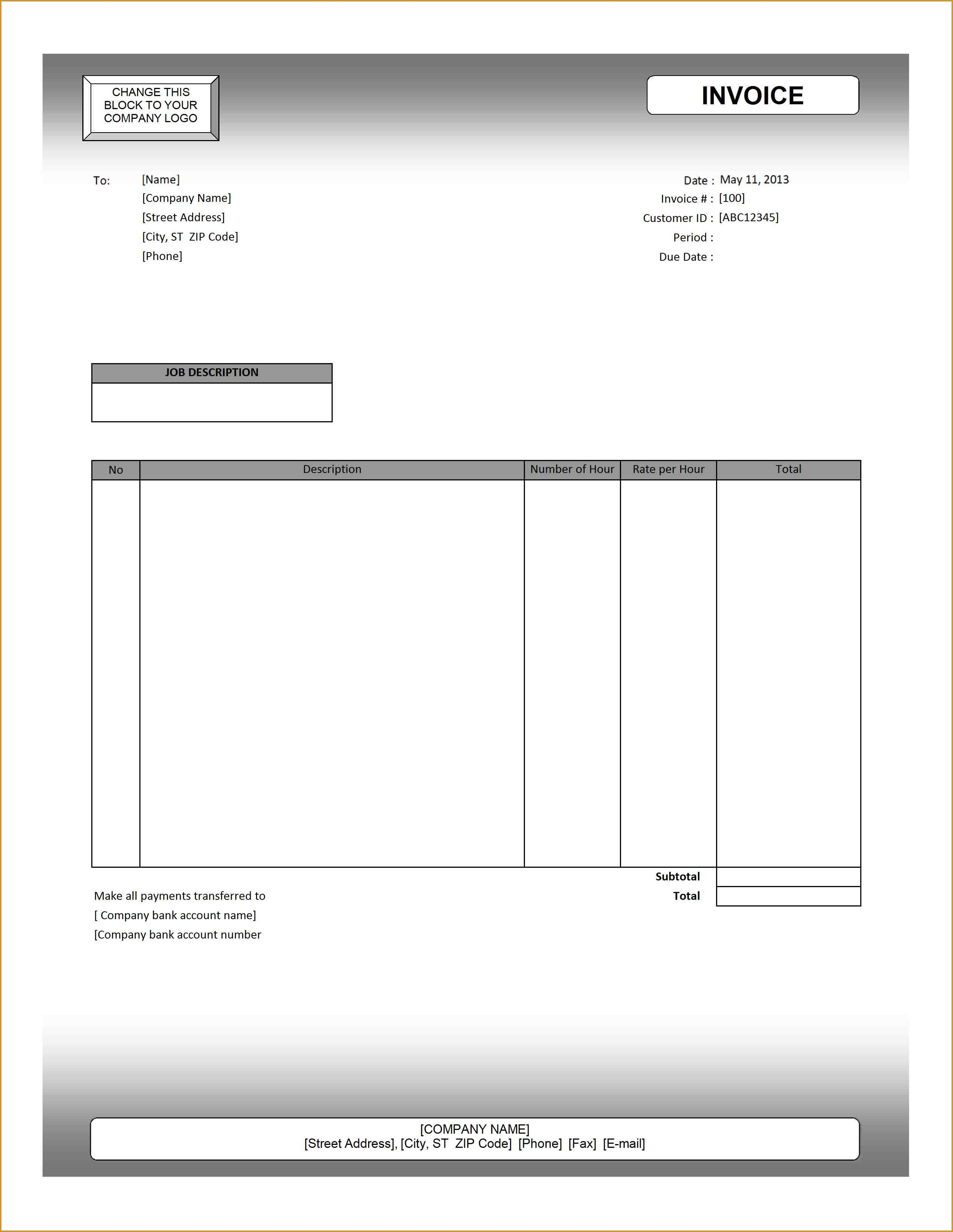 Blank Invoice Form Excel Invoice Template Ideas