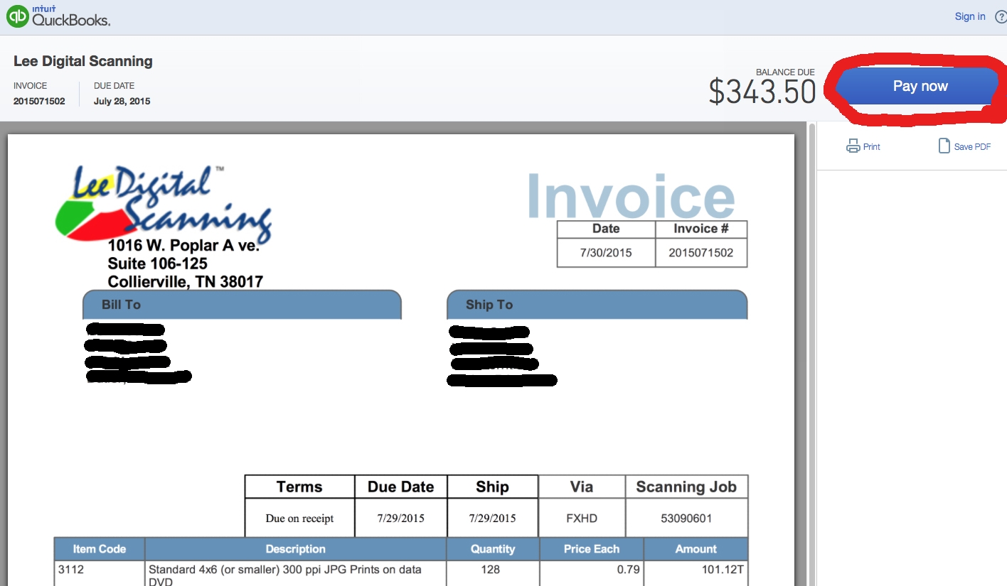 lee digital scanning payment information view and pay invoice