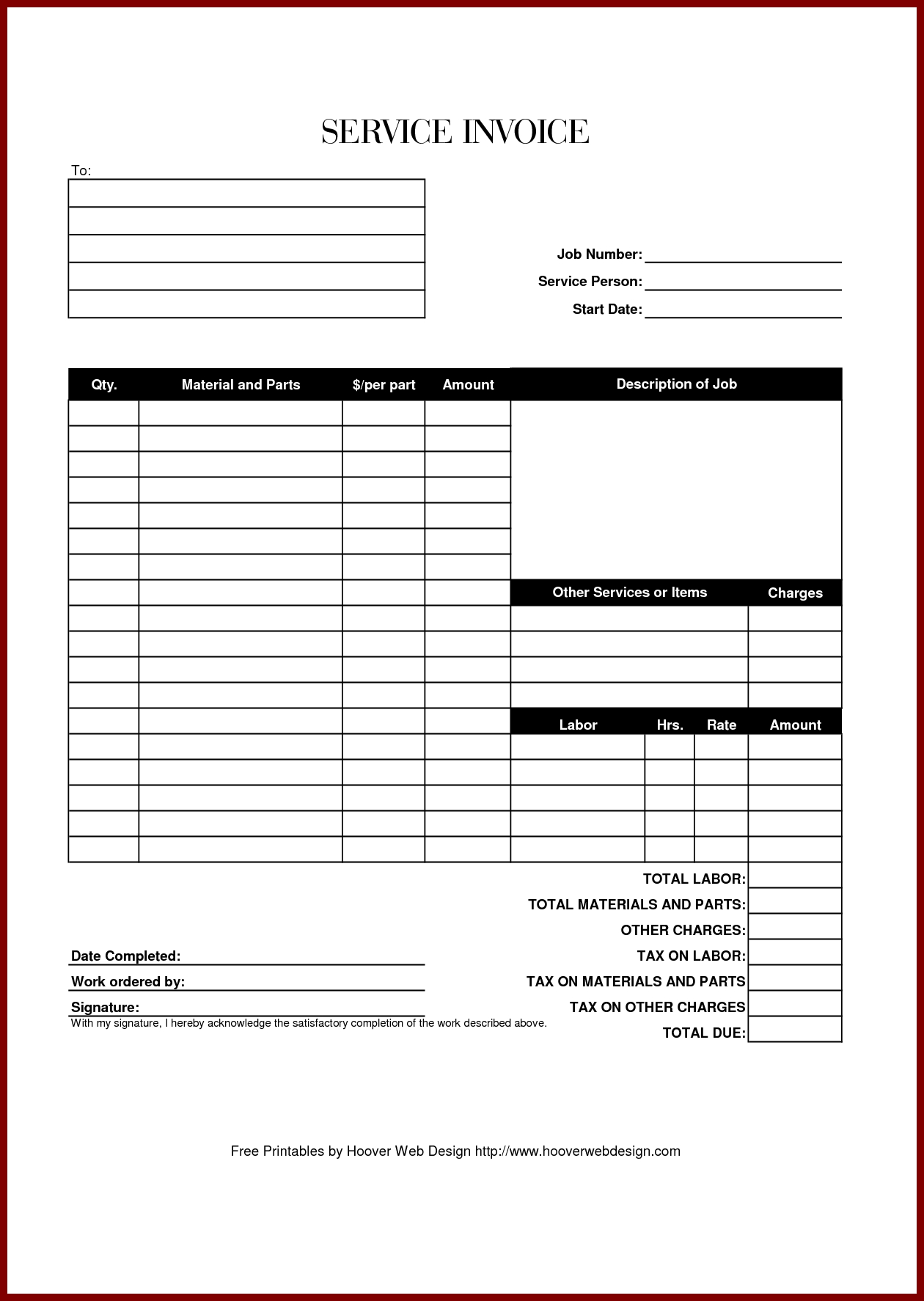 free invoice printable printable invoice 8 free printable invoice template receipt 1260 X 1774
