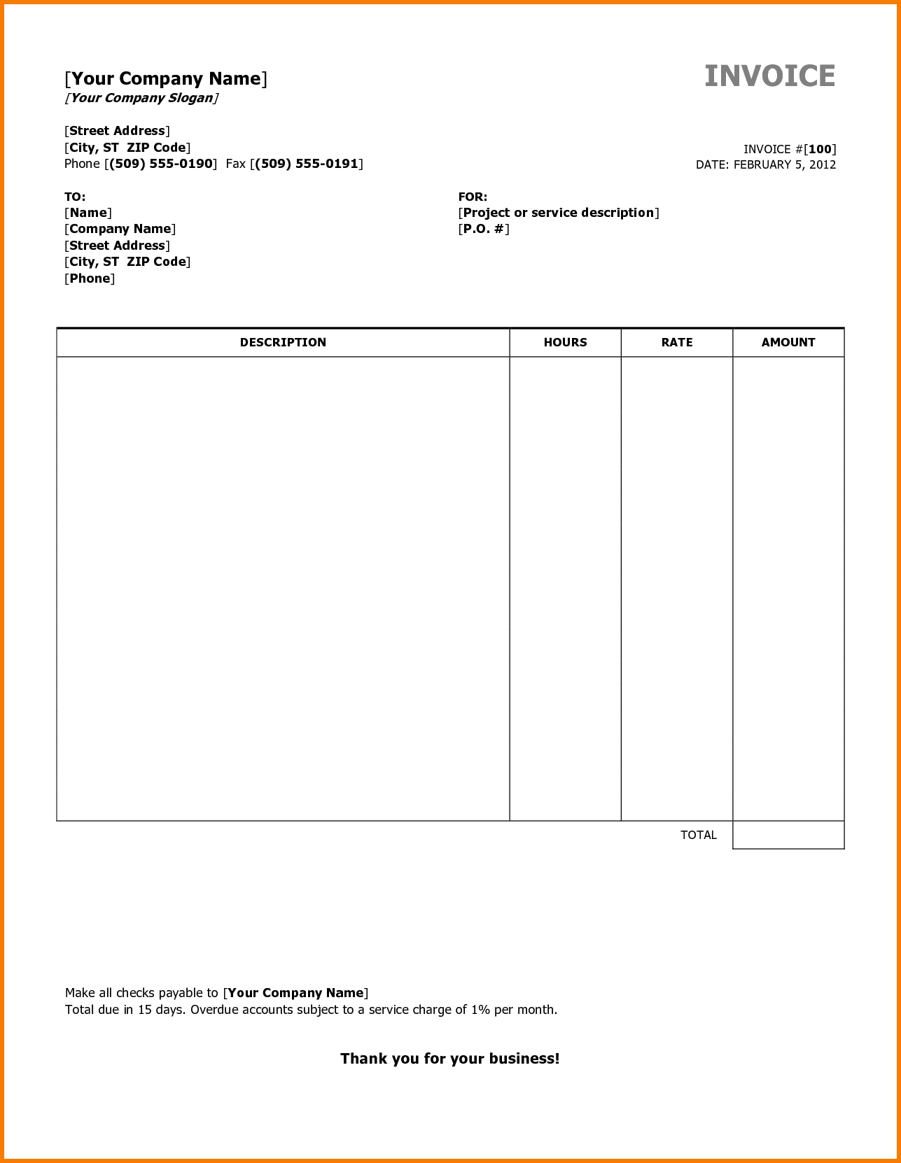 google sheet professional invoice template