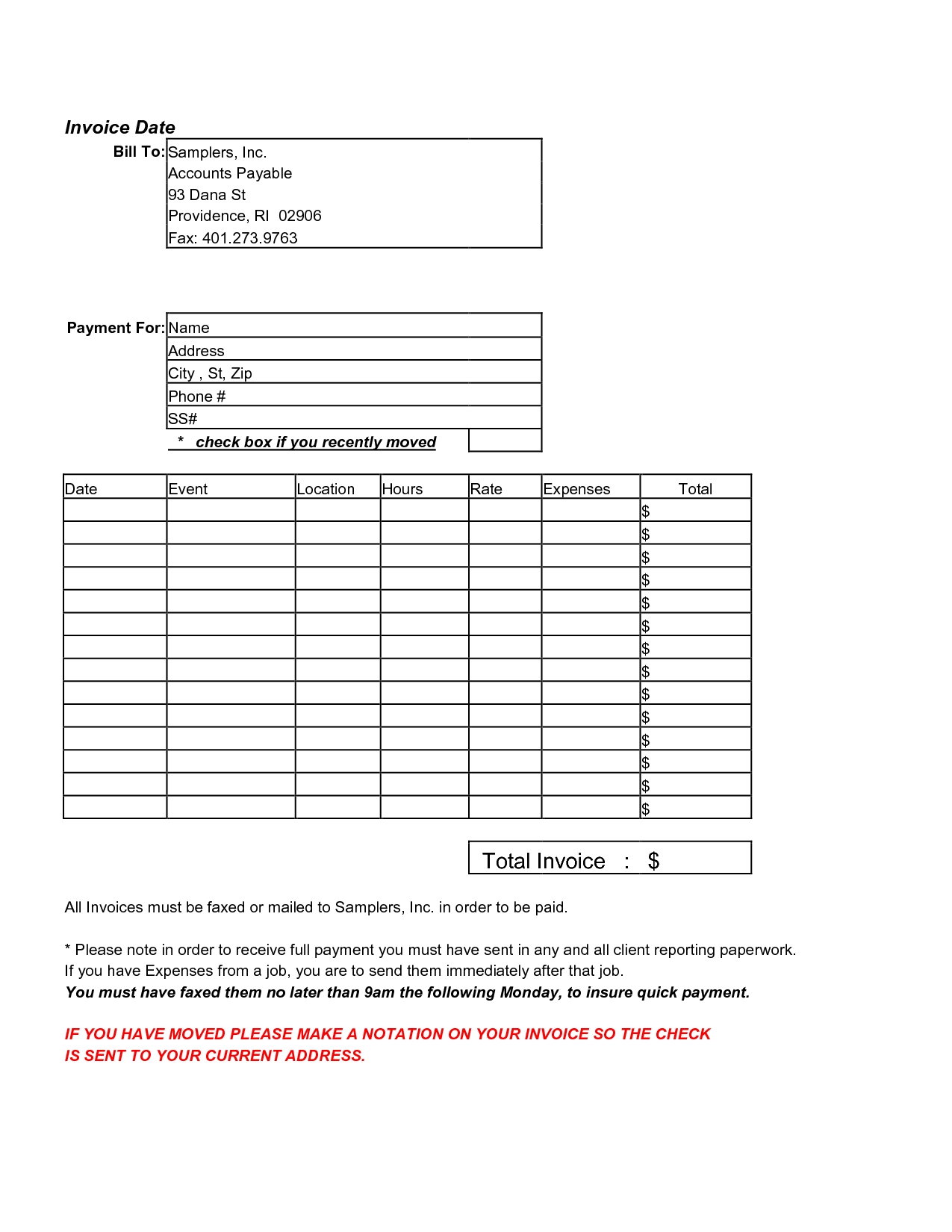 invoice template contractor printable invoice template contractor invoice form