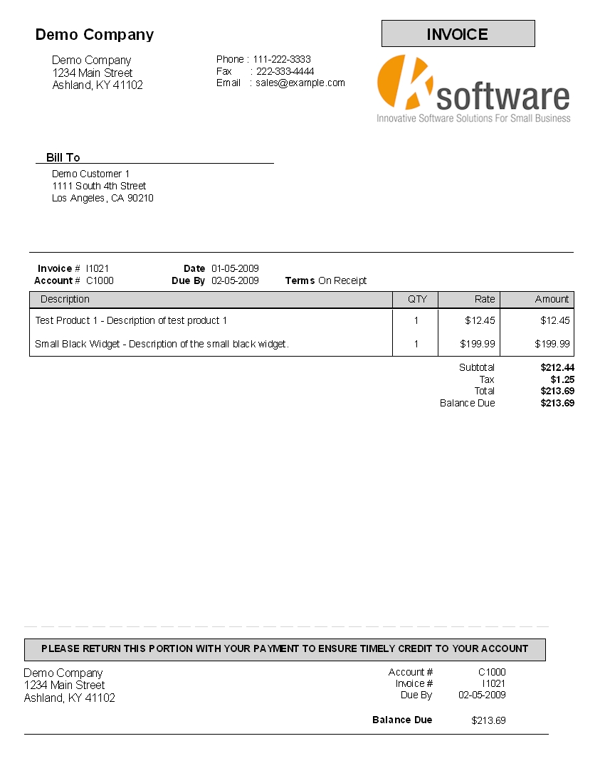 kbilling help payment on invoice