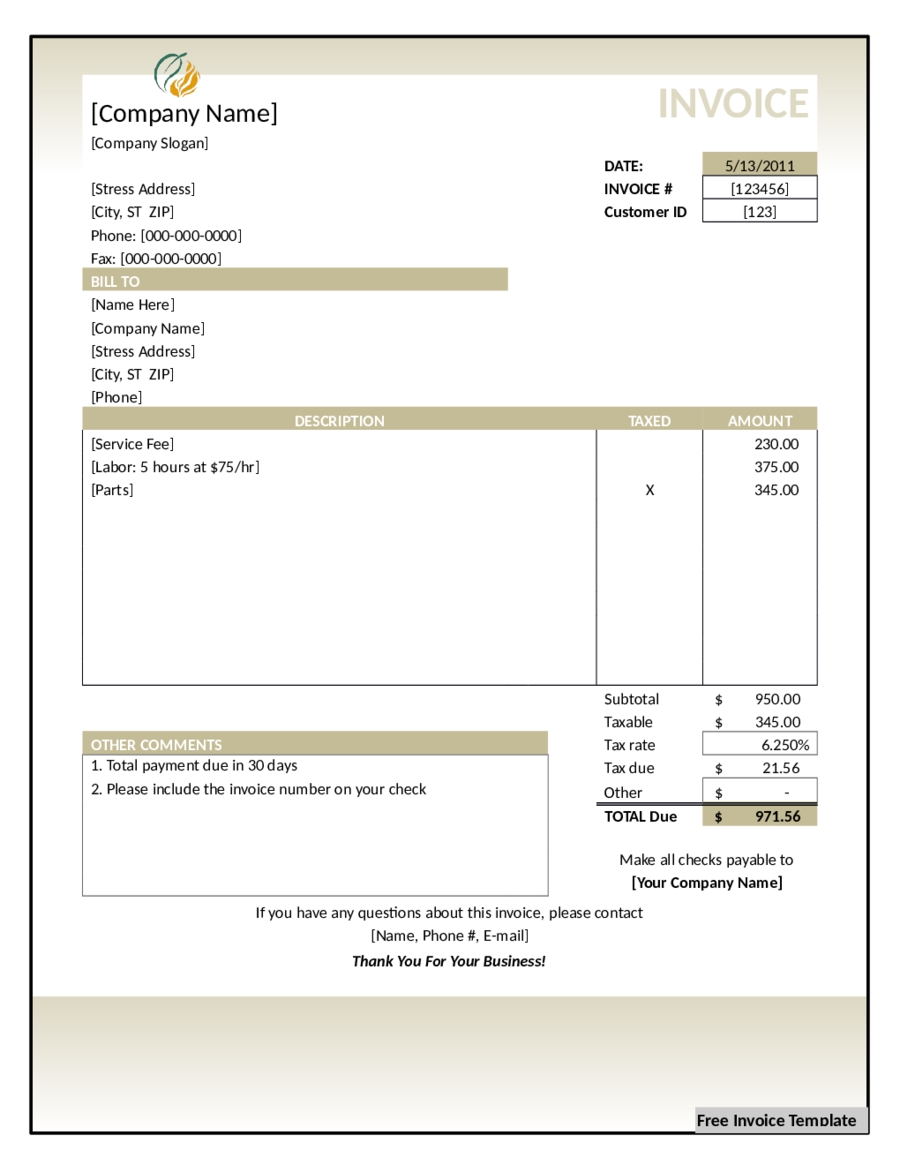 invoice template download word