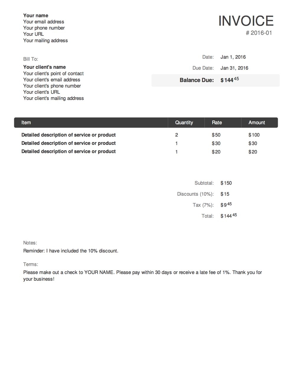 personalized carbon copy invoices