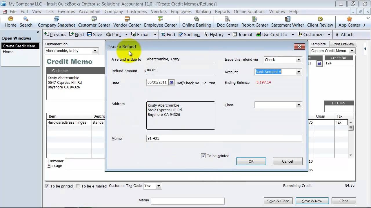 what is a credit memo in quickbooks